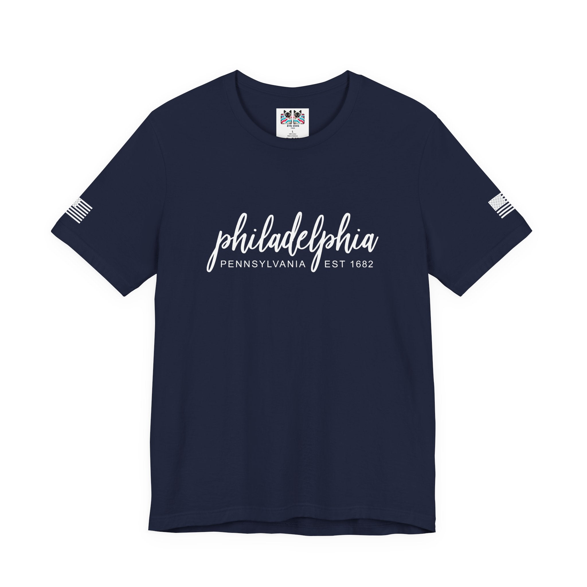 Philadelphia Pennsylvania EST 1682 T-Shirt – Elegant Cursive Script Graphic Tee