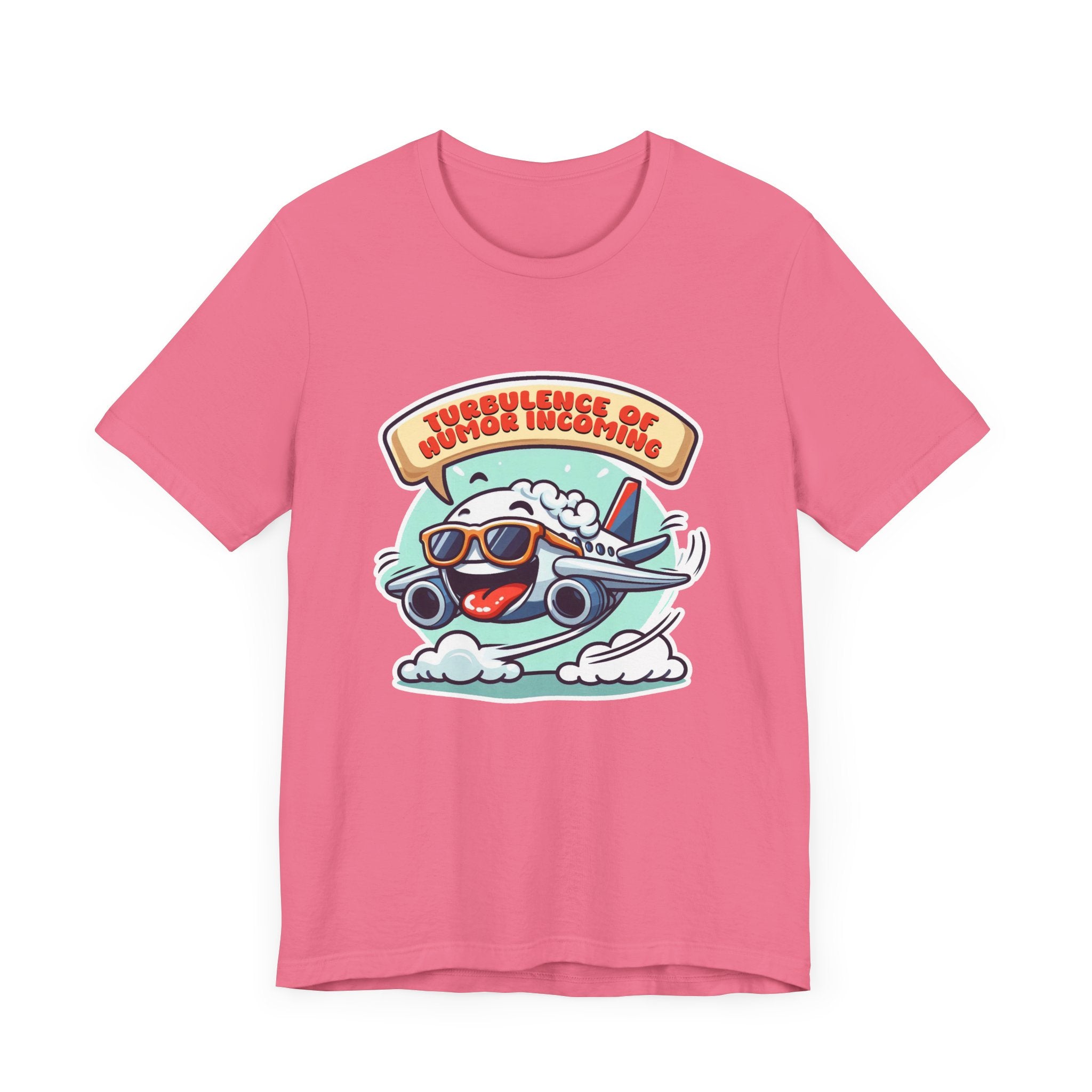 Turbulence of Humor Coming | Flight Landing with Smiling Face & Sunglasses Graphic T-Shirt