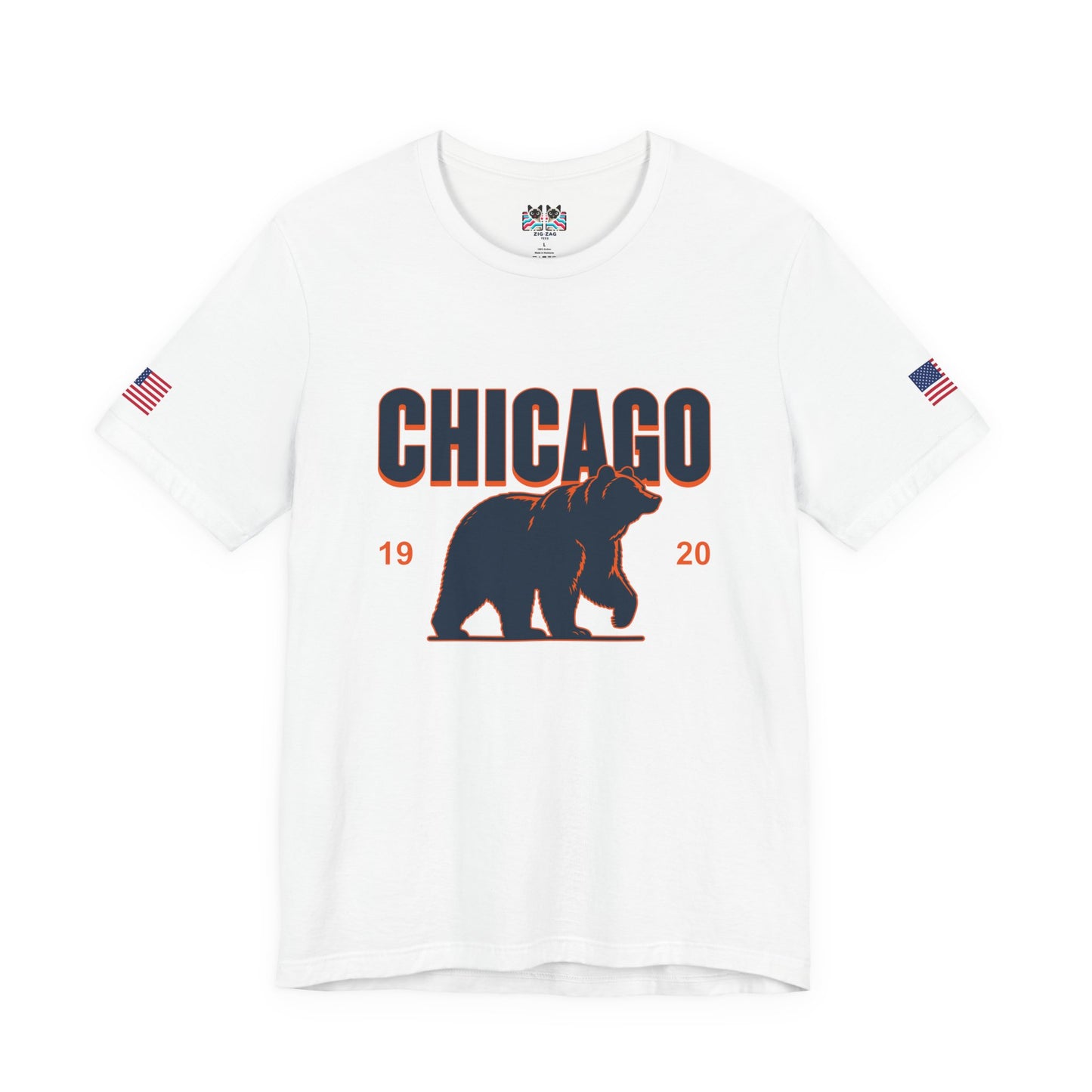 Chicago Bears T-Shirt - Chicago 1920 Orange Navy Blue Bear Mascot Illinois Design