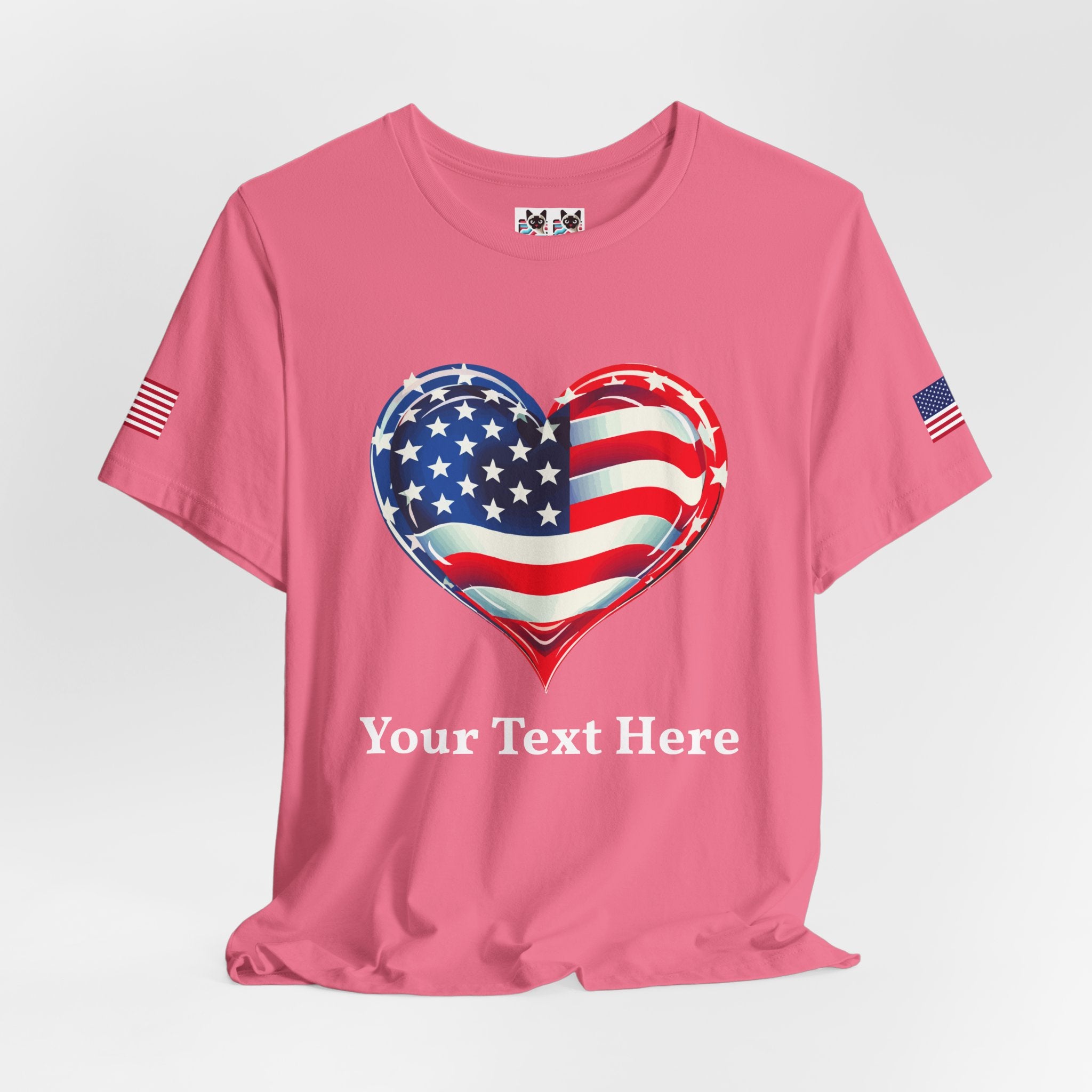 Custom T-Shirt - American Flag Heart T-Shirt – Love USA Patriotic Pride Graphic Tee