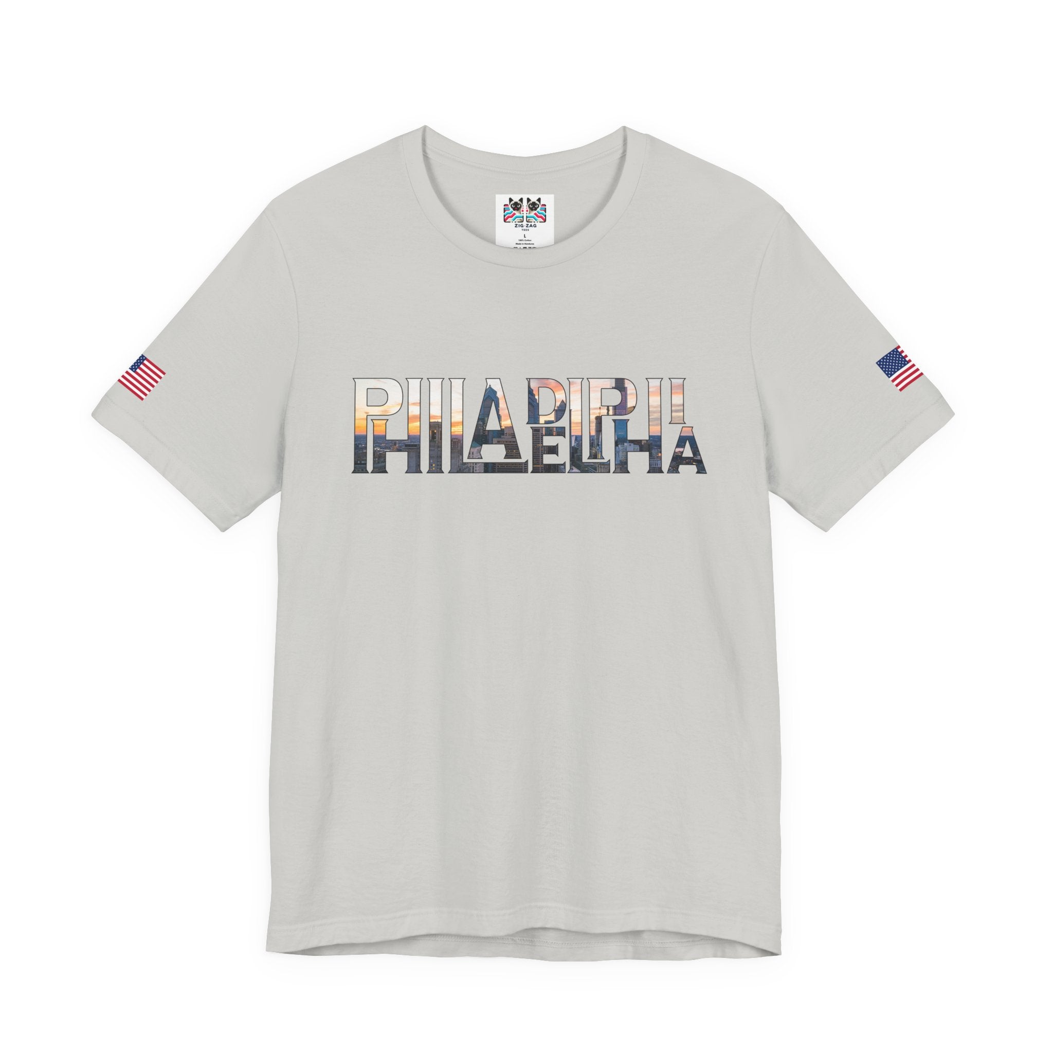 Philadelphia City Skyline Typography T-Shirt | Philly Cityscape Graphic Tee | Philadelphia Travel Souvenir Shirt