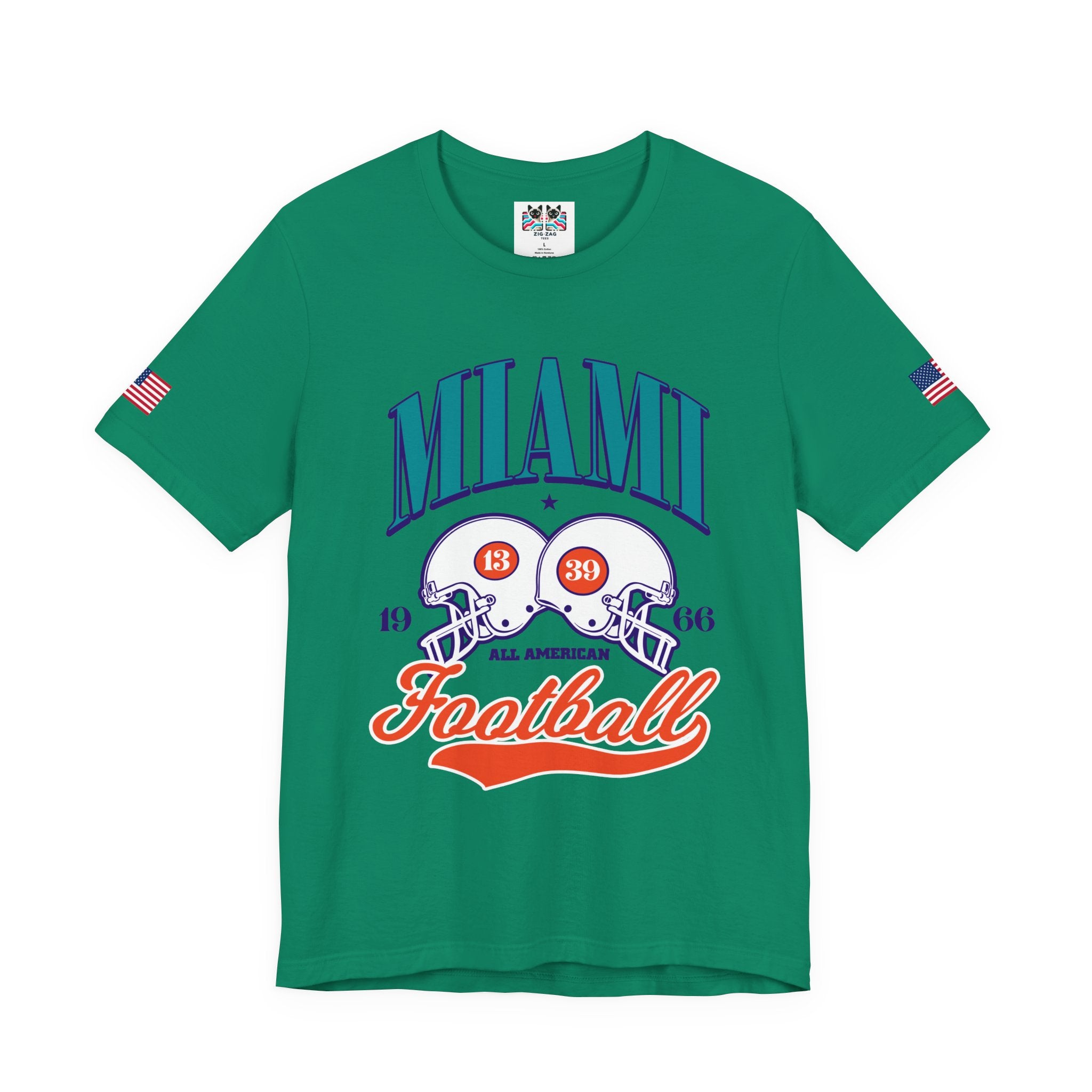 Miami All American Football T-Shirt – Vintage 1966 Helmets Collegiate Graphic Tee