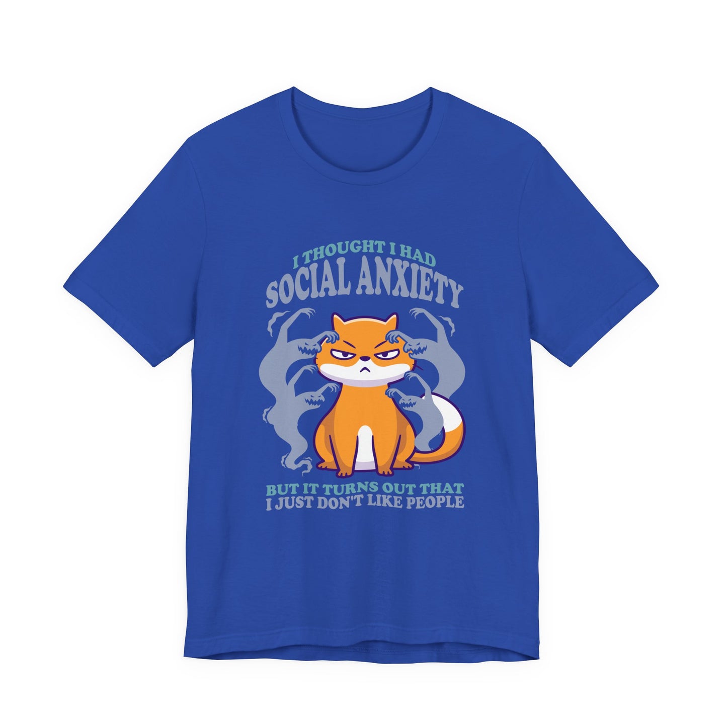 I Thought I Had Social Anxiety Cat T-Shirt – Introvert Humor Cat & Ghosts Graphic Tee