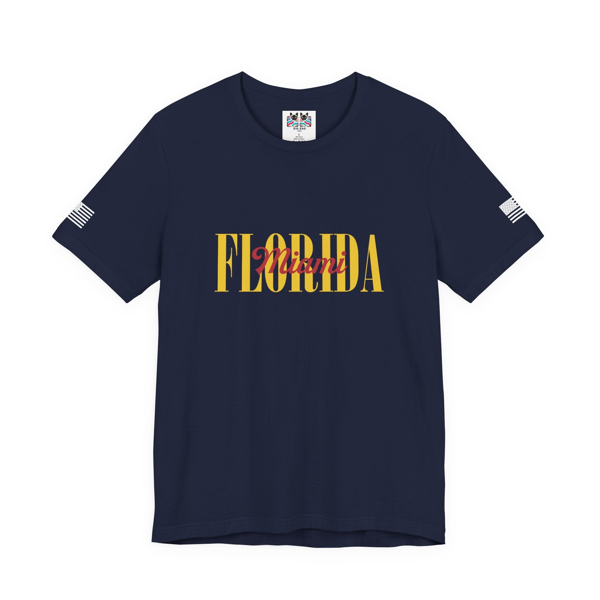 Florida Miami T-Shirt – Bold Layered Gold Typography Graphic Tee