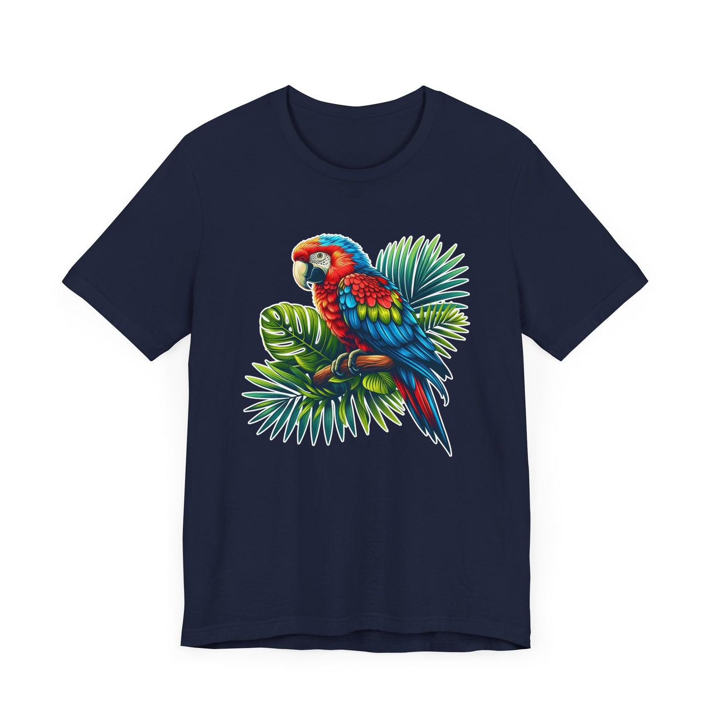 Colorful Macaw Parrot perched gracefully on Lush Green Branch Graphic T-Shirt