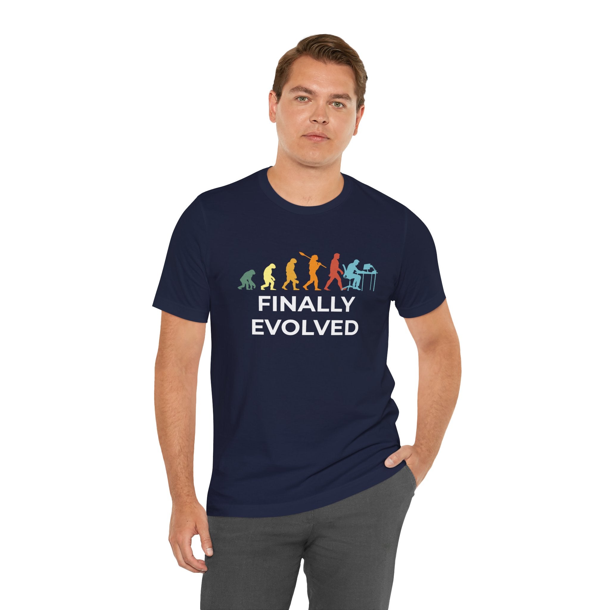 Custom T-Shirt - Evolution of Man to Computer User T-Shirt