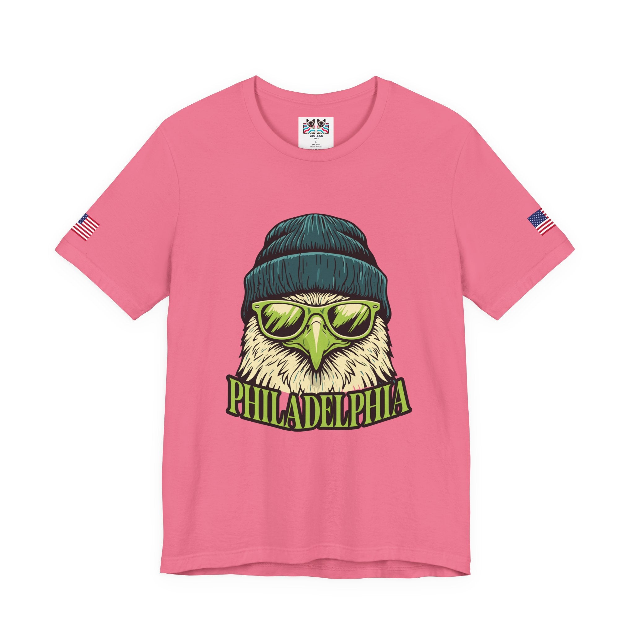 Philadelphia Cool Eagle Beanie Sunglasses Graphic T-Shirt | Funny Philly Football Fan Tee | Eagles Pride Shirt