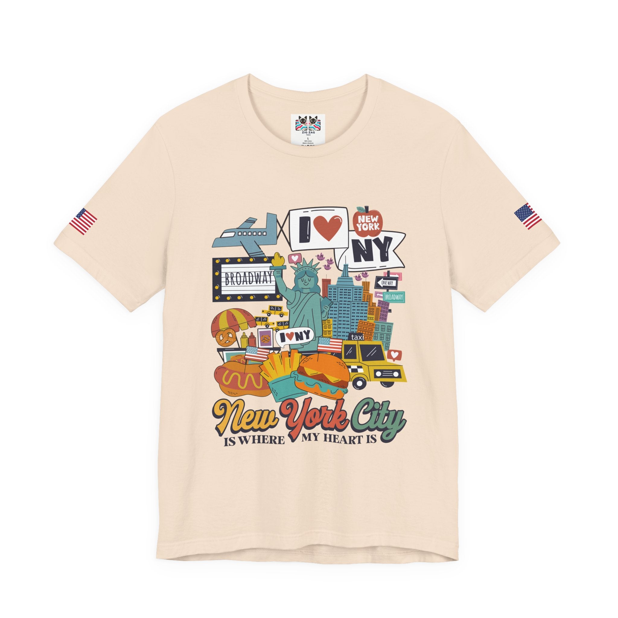 New York City Is Where My Heart Is T-Shirt - Cute NYC Icons Colorful Tourist Design