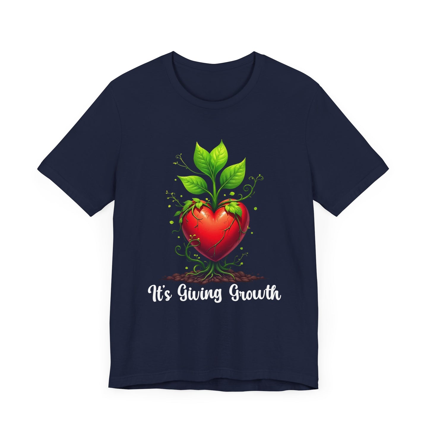 It's Giving Growth – Plant with Red Heart Trunk Graphic T-Shirt
