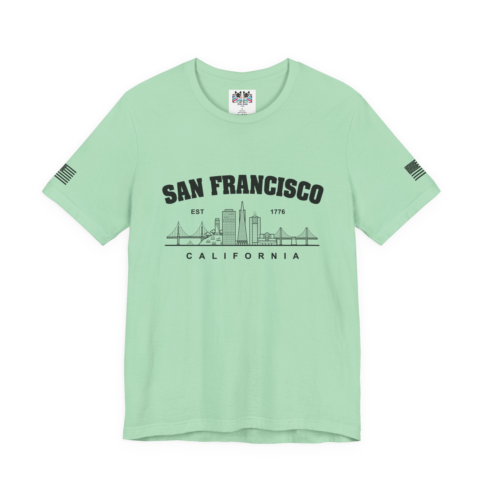 San Francisco California T-Shirt, EST 1776 Collegiate Skyline Tee, Bay Area Minimalist Gift Shirt, SF Souvenir, Unisex