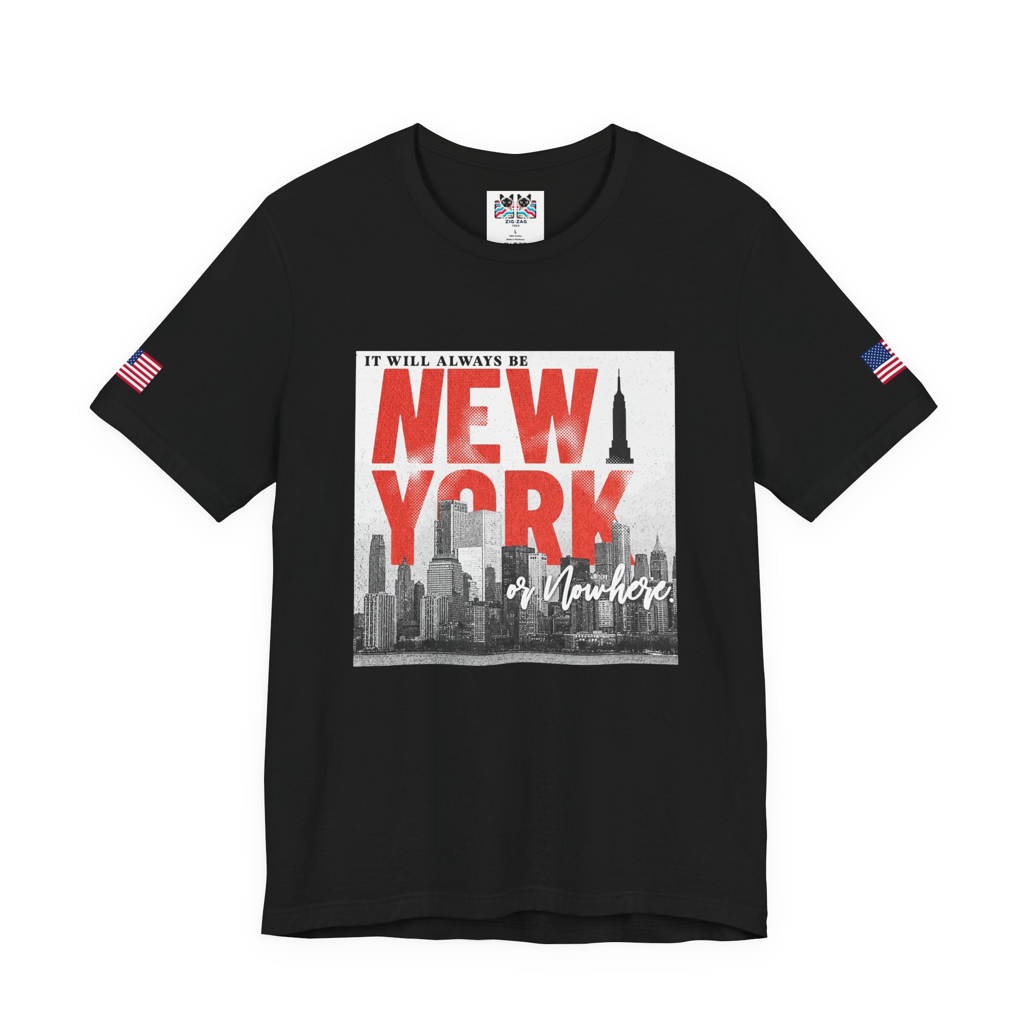 It Will Always Be New York T-Shirt - Red & White NYC Skyline Statement Design