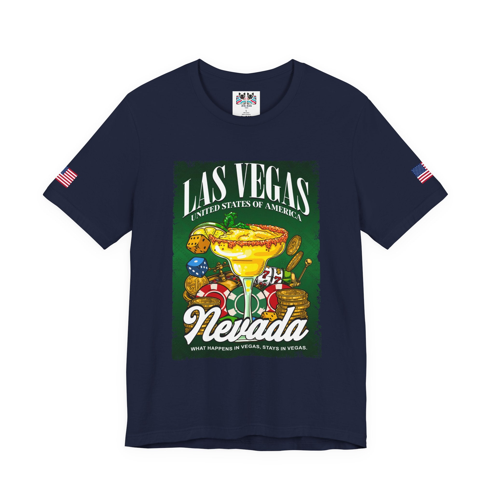 Las Vegas Nevada USA Margarita Casino T-Shirt – Colorful Dice Chips Vegas Graphic Tee
