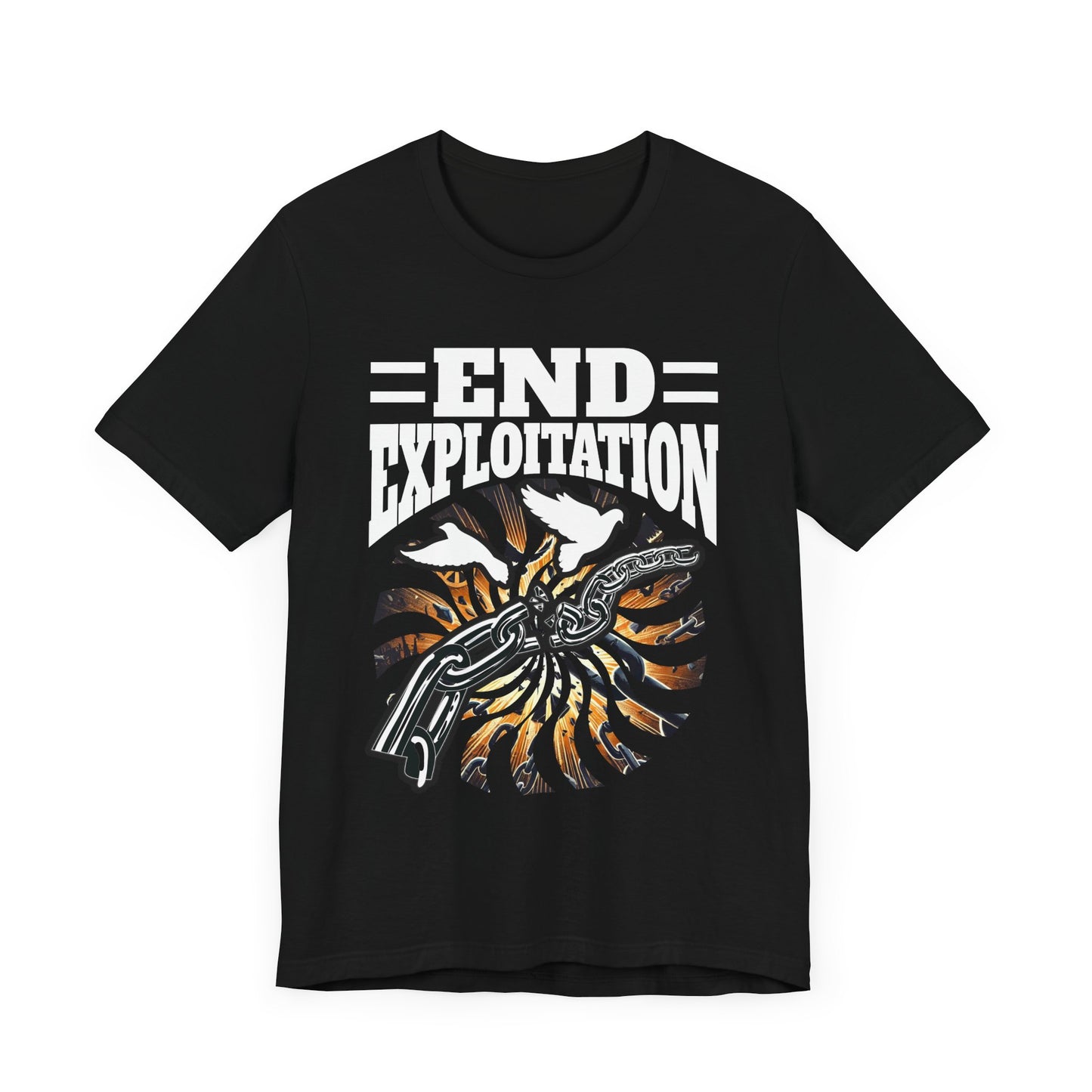 End Exploitation | Broken Chain & Flying White Pigeons Graphic T-Shirt