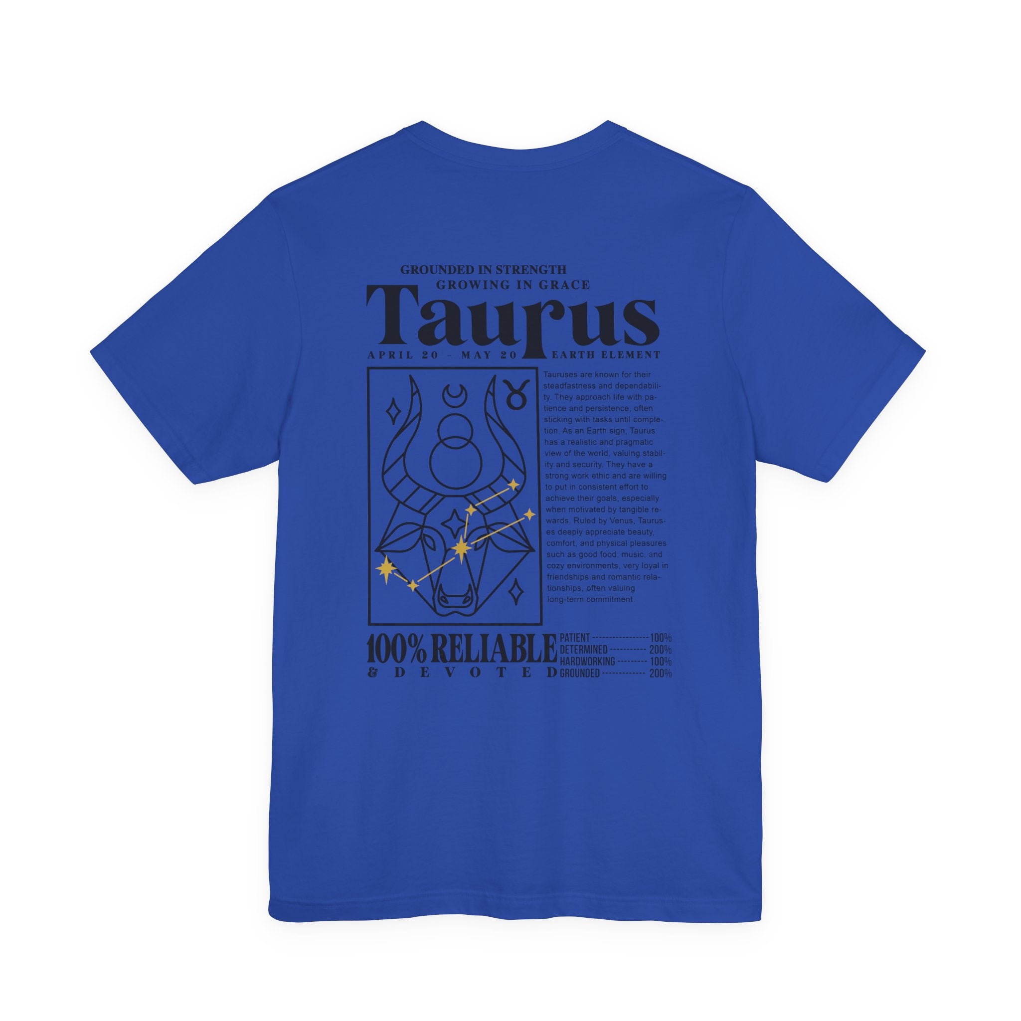 Taurus Grounded Strength T-Shirt – Zodiac Bull with Earth Element and Traits