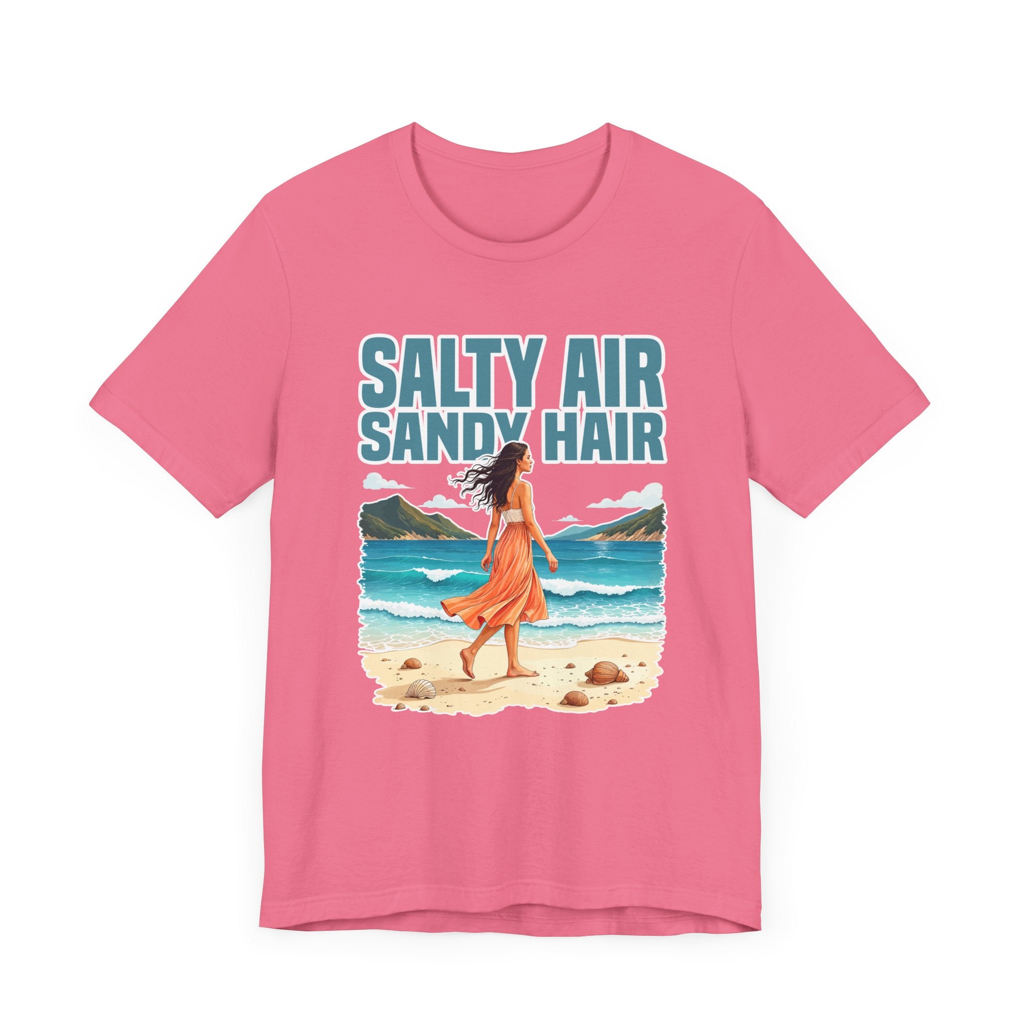 Salty Air Sandy Hair Tee, Beach Babe Shirt, Ocean Mood Graphic Tee, Summer Coastline Top, Coastal Girl Gift Tee