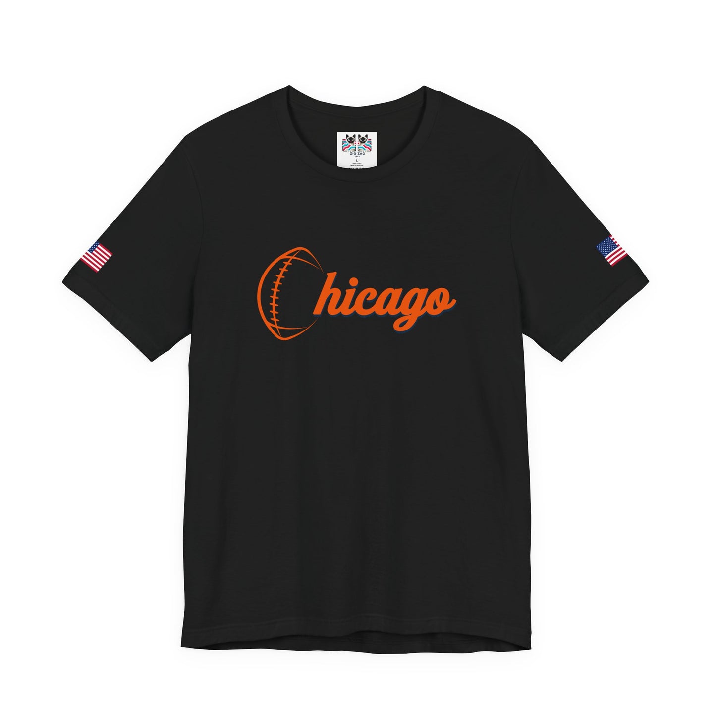 Chicago Football T-Shirt - Simple Orange Script C Bears Colors Minimalist Design