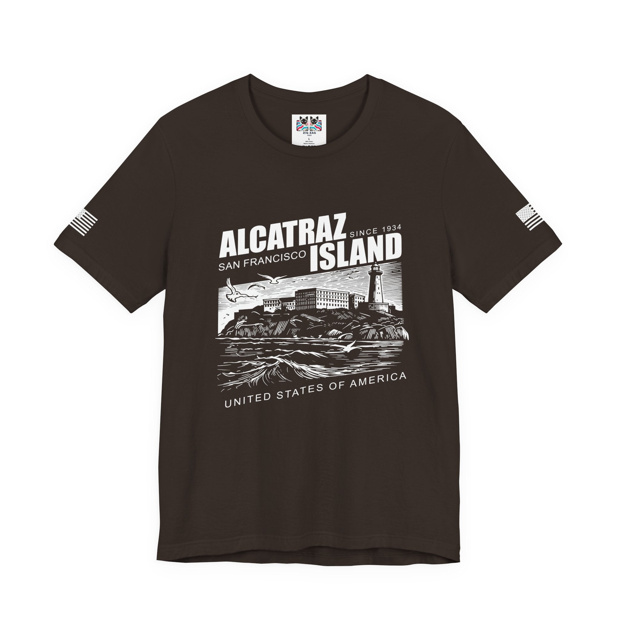 Alcatraz Island San Francisco T-Shirt – Since 1934 Vintage Engraving Style Graphic Tee United States of America