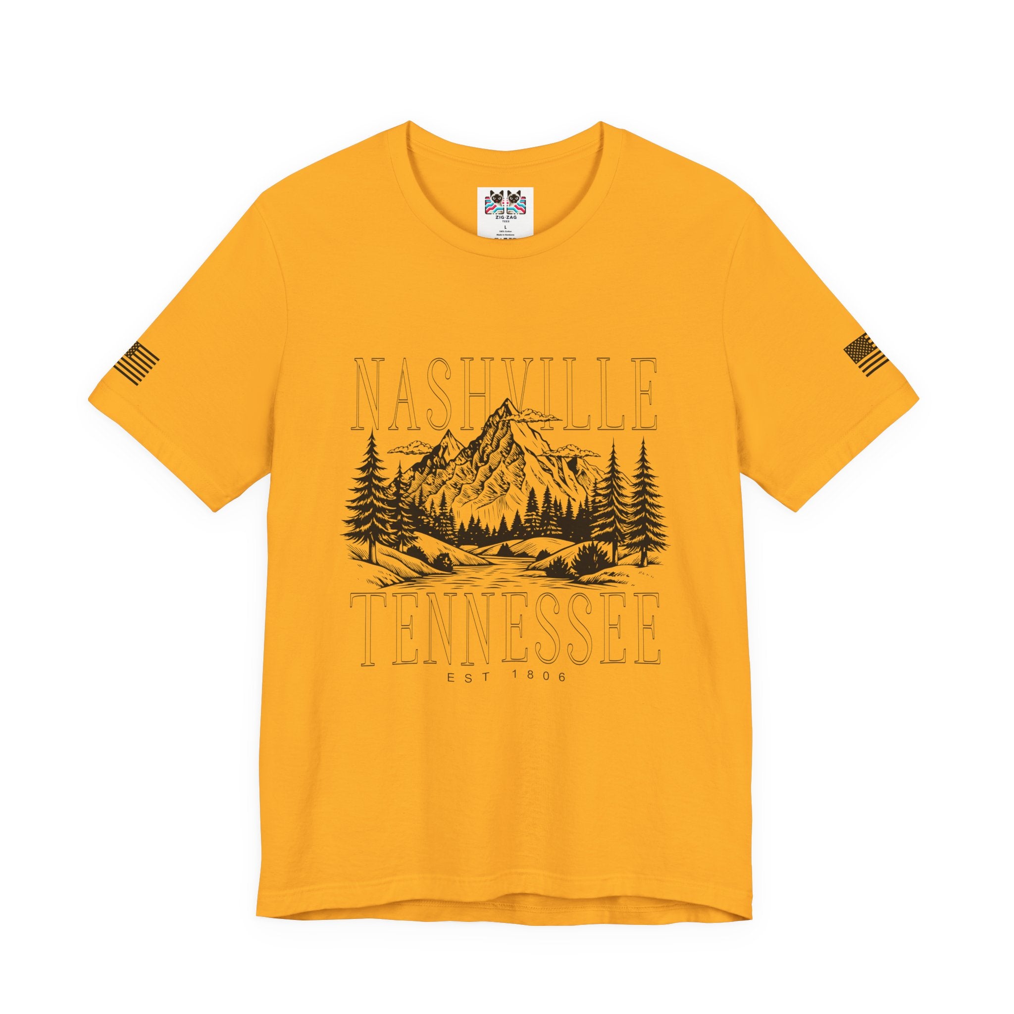 Nashville Tennessee EST 1806 T-Shirt – Mountain Range Line Art Graphic Tee
