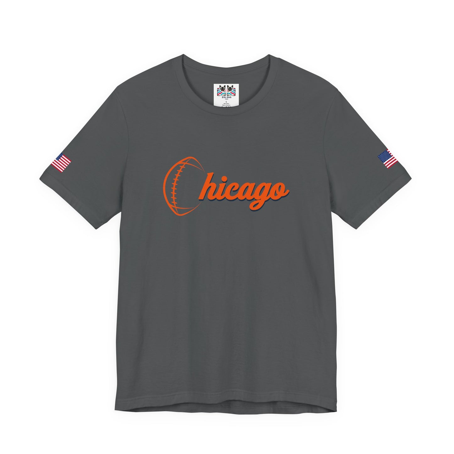 Chicago Football T-Shirt - Simple Orange Script C Bears Colors Minimalist Design