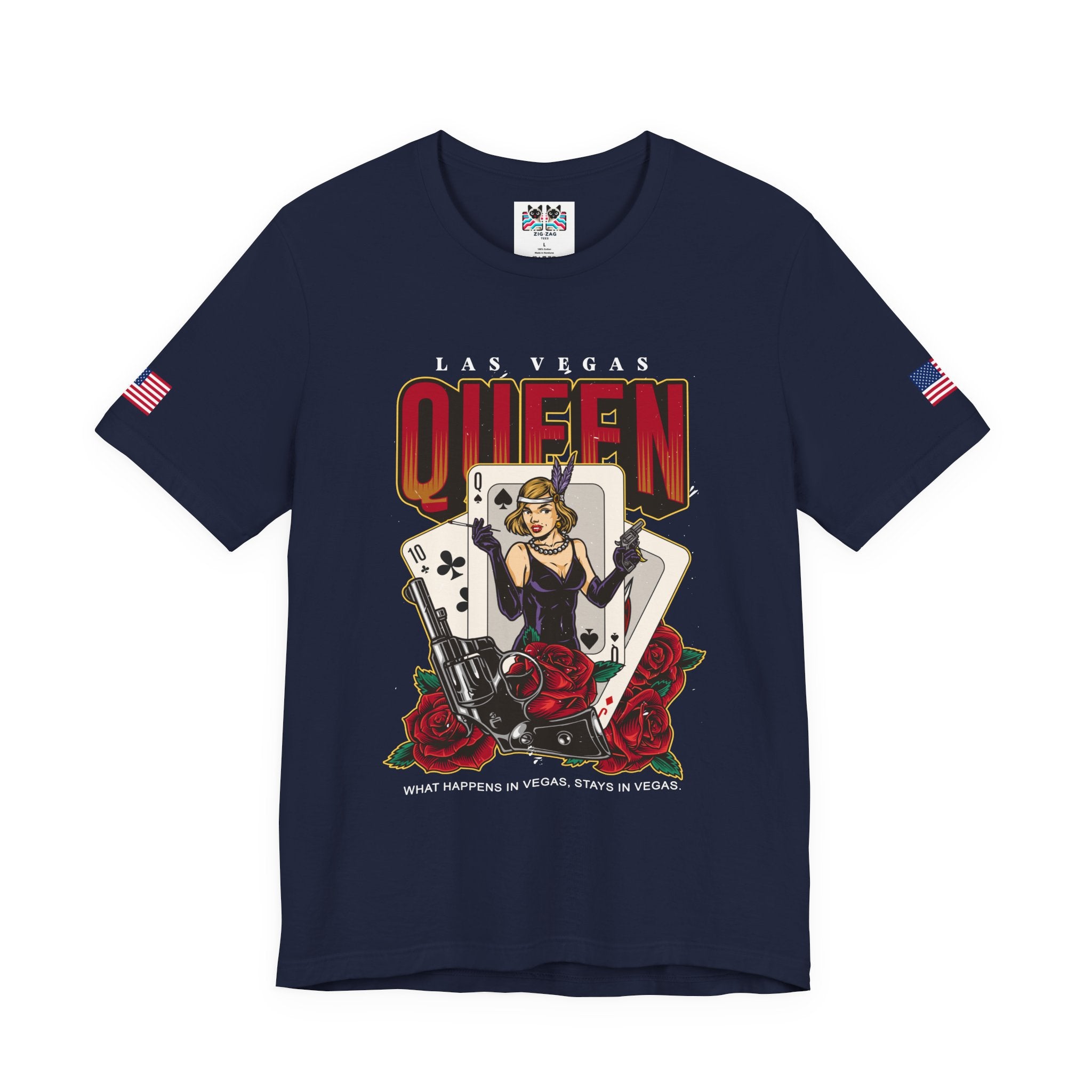 Las Vegas Queen T-Shirt – Gangster Queen of Spades Casino Roses Graphic Tee