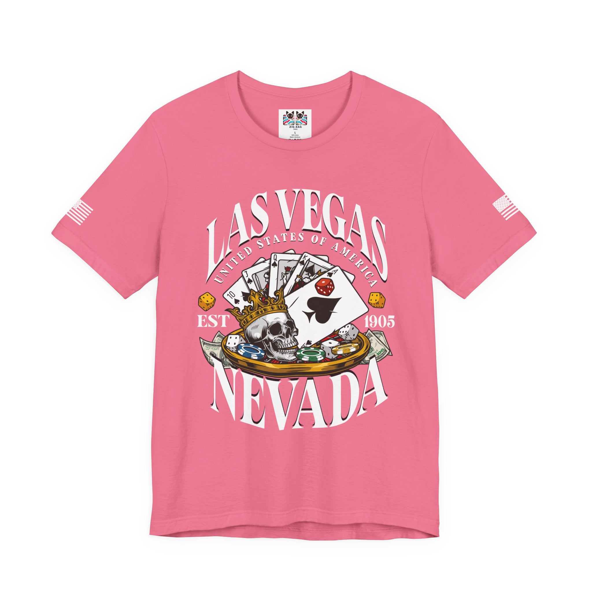 Las Vegas Nevada EST 1905 T-Shirt – Skull Crown Poker Cards Dice Casino Graphic Tee