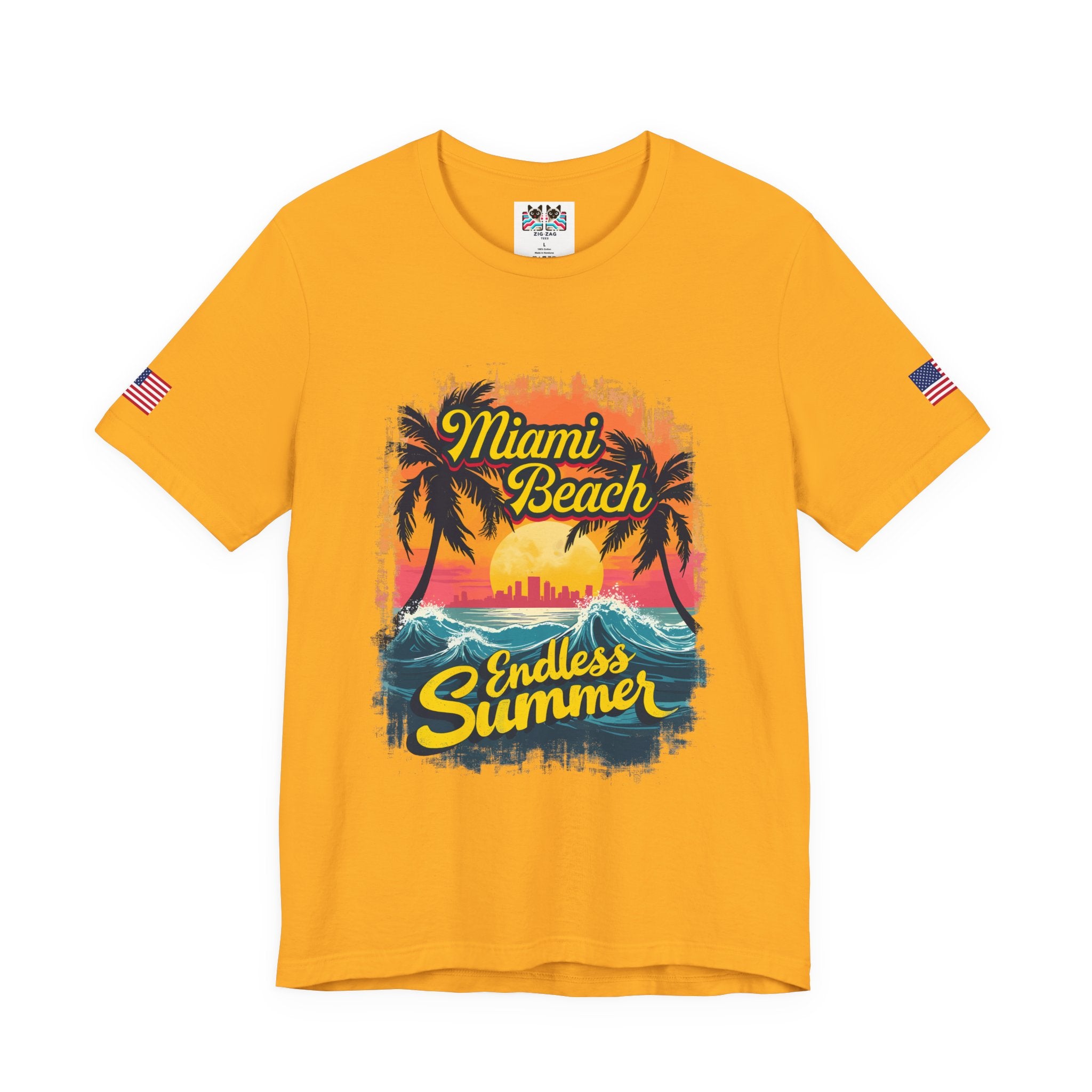 Miami Beach Endless Summer T-Shirt – Retro Wave Palm Tree Sunset Graphic Tee