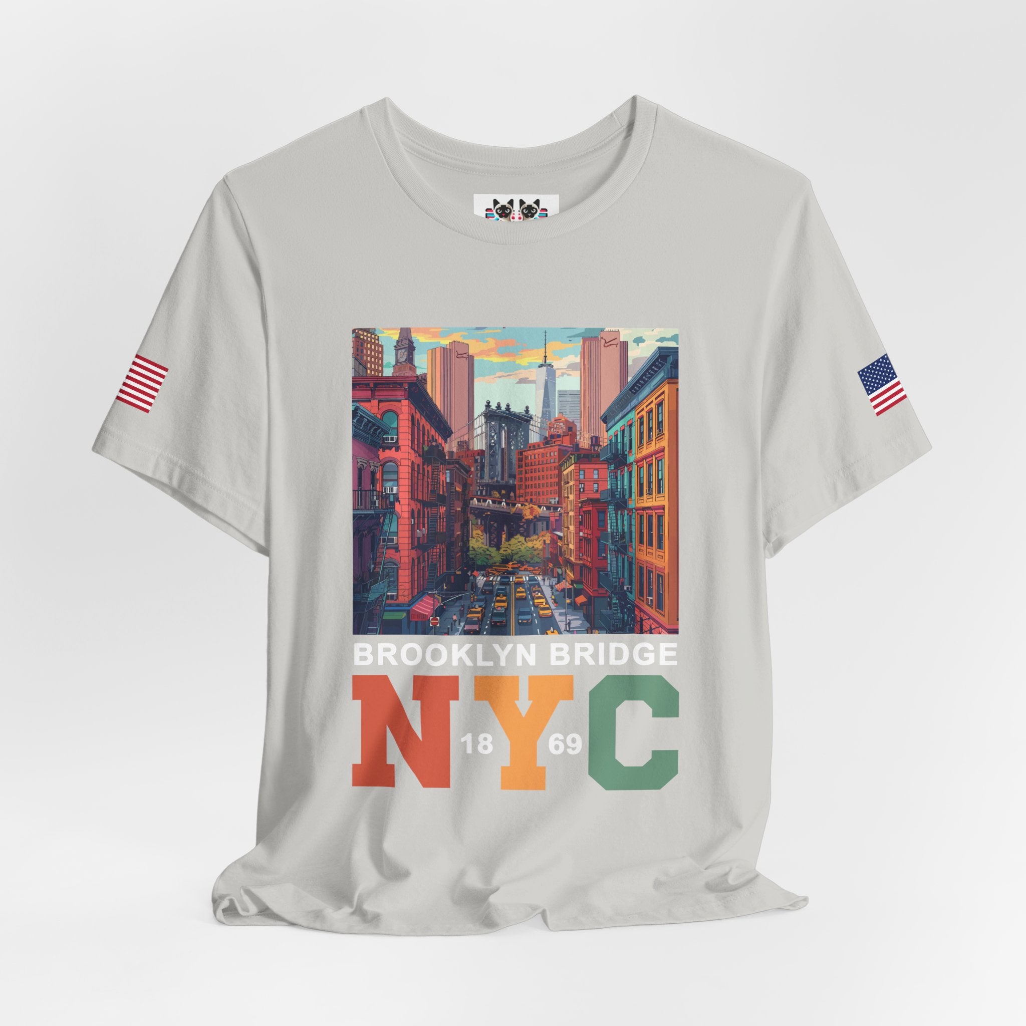 Brooklyn Bridge NYC T-Shirt - Vintage Street Scene Manhattan Bridge 1869 New York