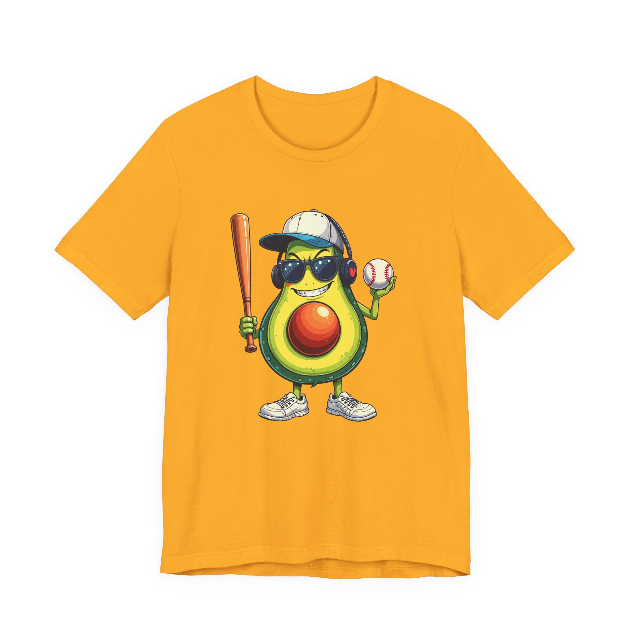 Aggressive Avocado Baseball Mascot Tshirt Bold Sports Fruit Character Design