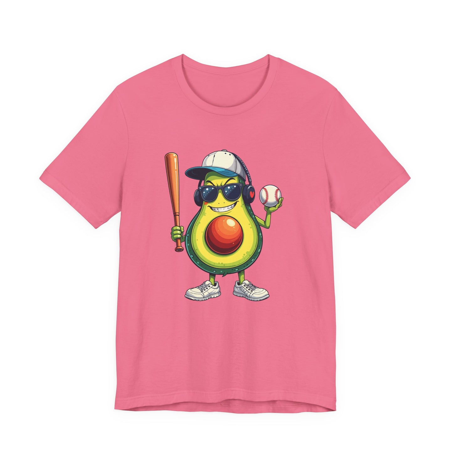 Aggressive Avocado Baseball Mascot Tshirt Bold Sports Fruit Character Design