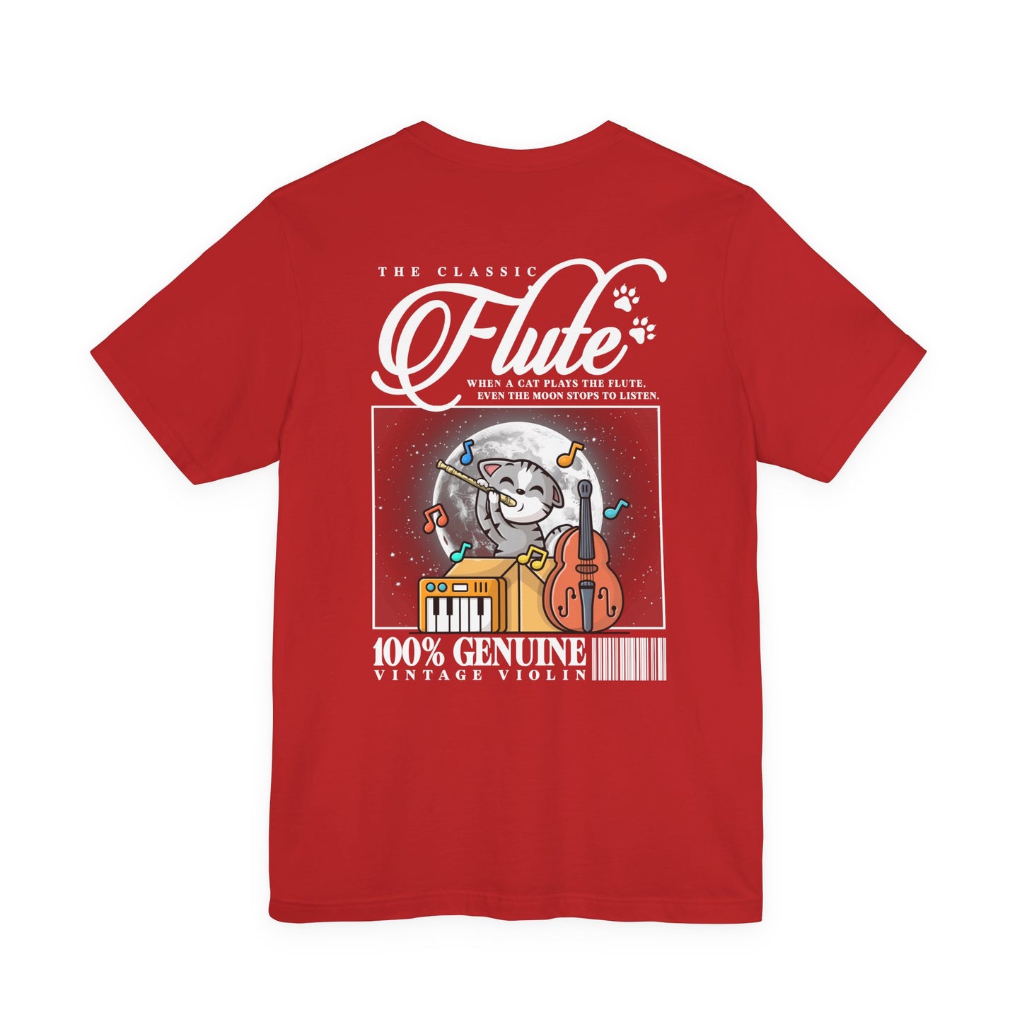 The Classic Flute Moonlight Cat Music T-Shirt