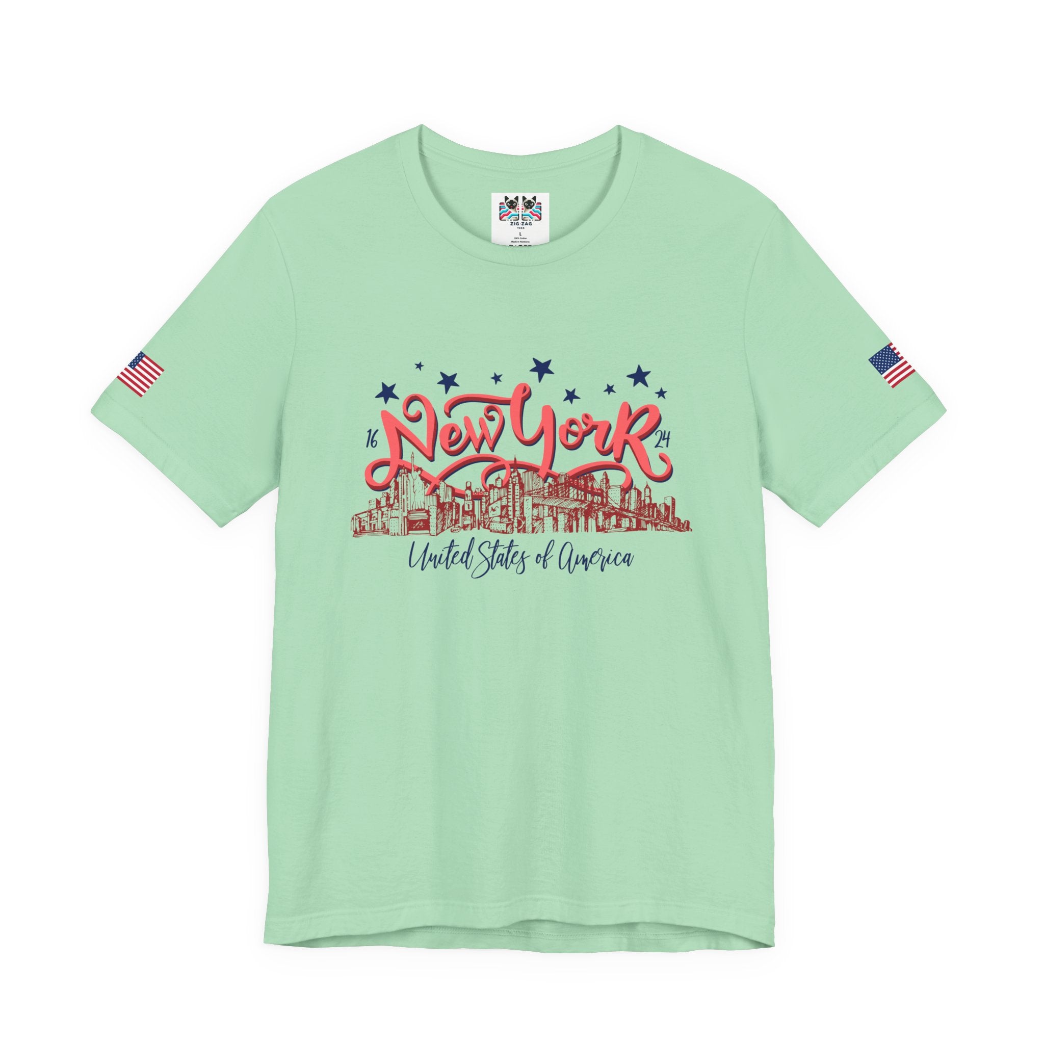 New York 1624 T-Shirt - Vintage Hand Lettered NYC Skyline United States of America
