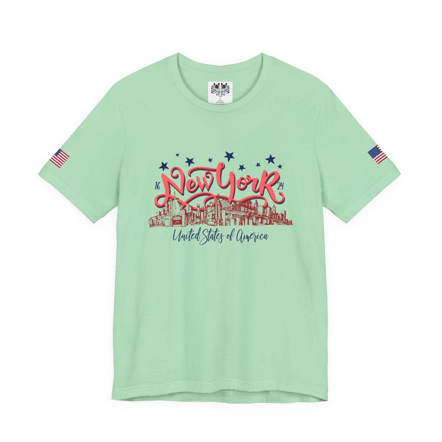 New York 1624 T-Shirt - Vintage Hand Lettered NYC Skyline United States of America