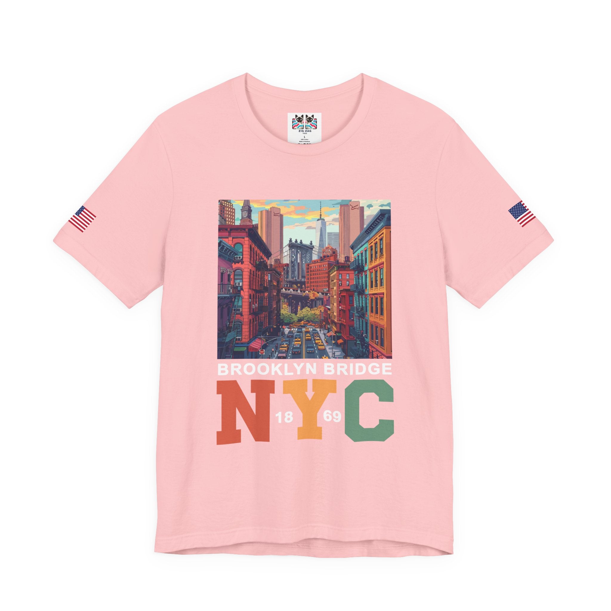 Brooklyn Bridge NYC T-Shirt - Vintage Street Scene Manhattan Bridge 1869 New York