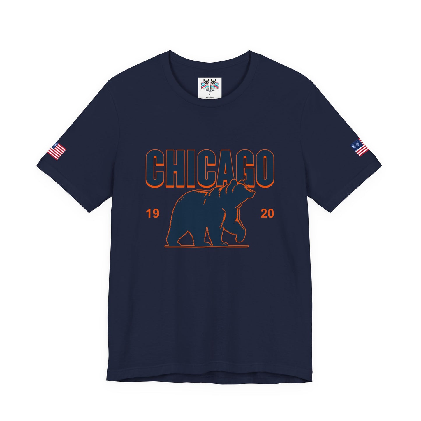 Chicago Bears T-Shirt - Chicago 1920 Orange Navy Blue Bear Mascot Illinois Design