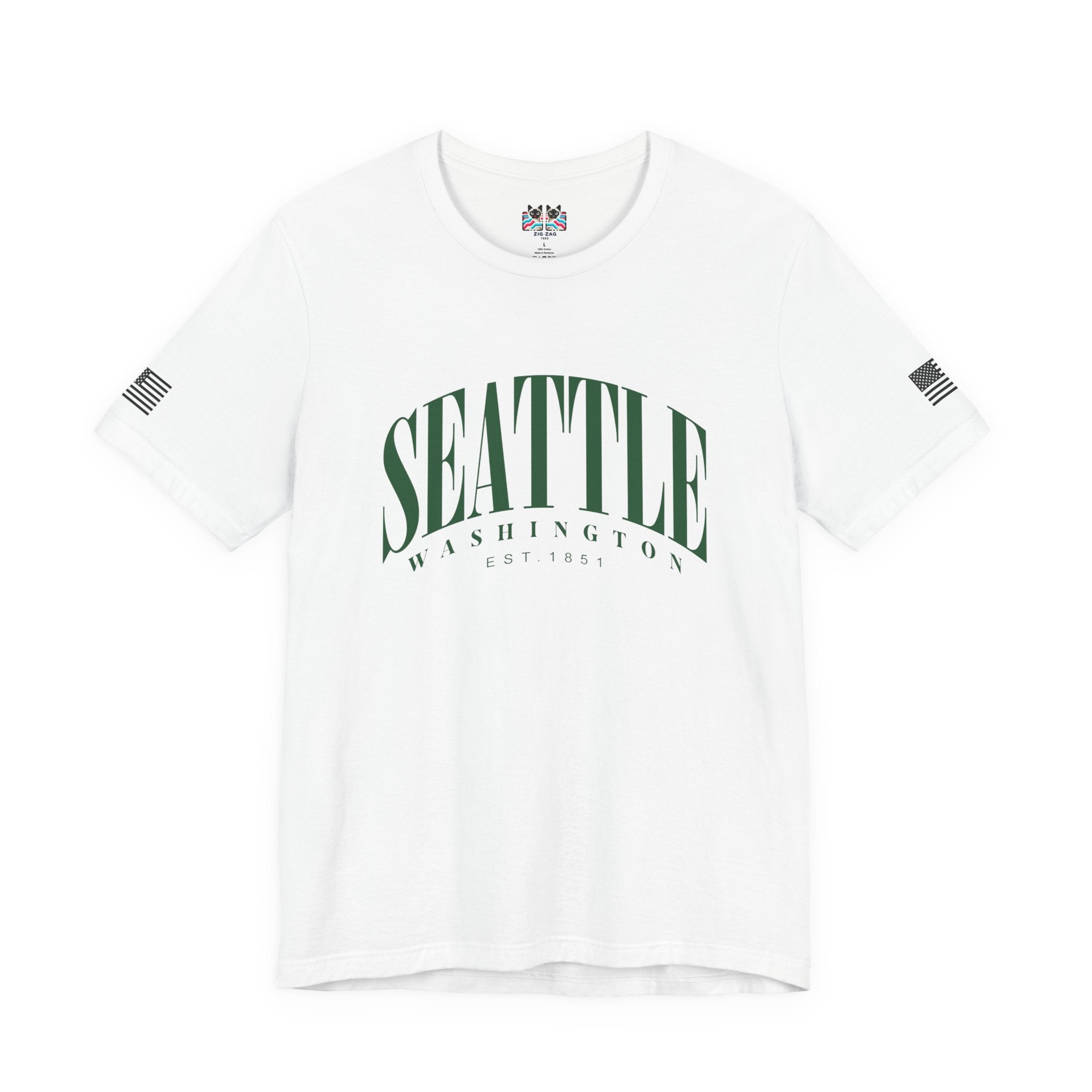Seattle Washington EST 1851 Minimalist Arch Typography T-Shirt | Seattle Souvenir Tee | Pacific Northwest Pride Shirt