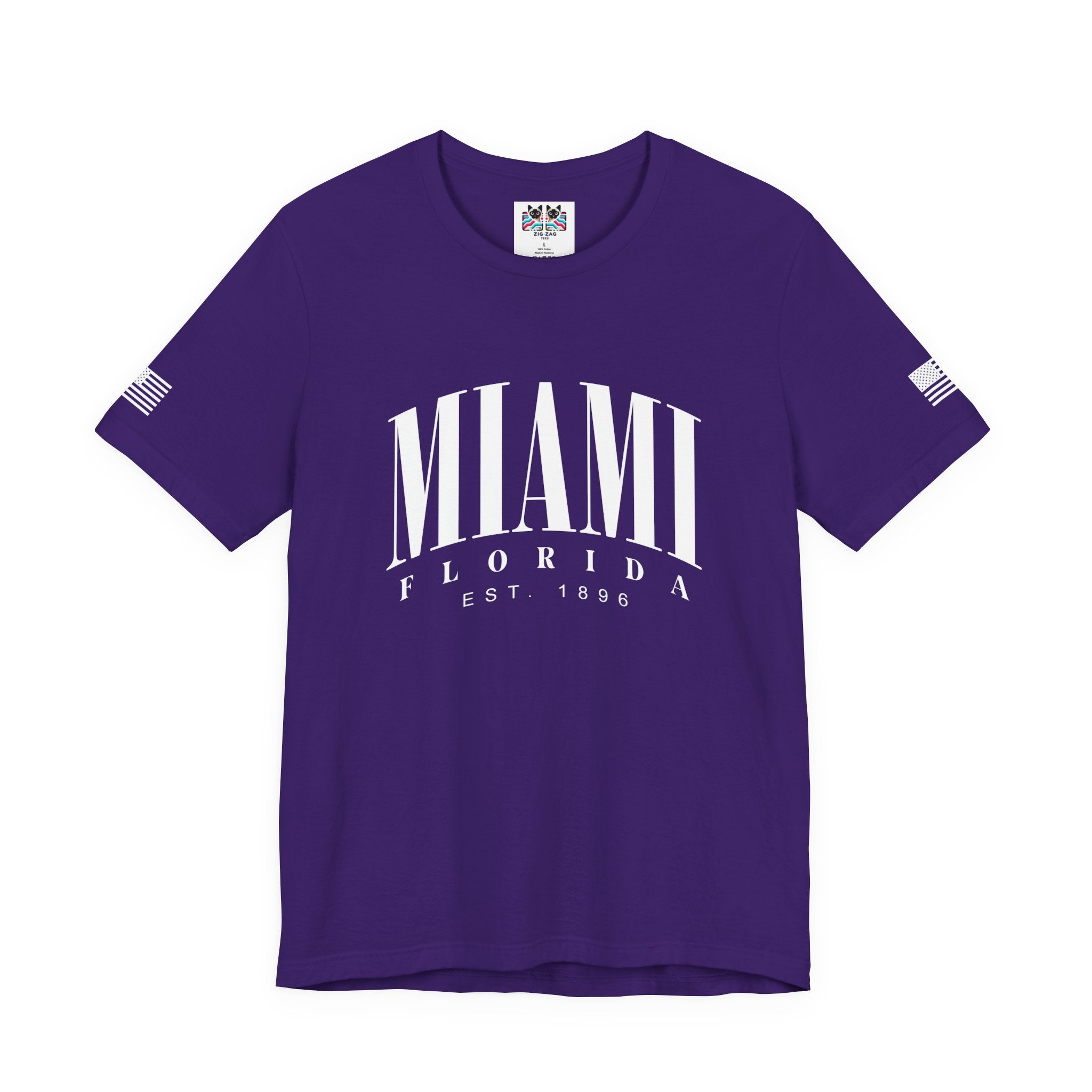 Miami Florida EST 1896 T-Shirt – Bold Arch Typography Clean Minimal Tee