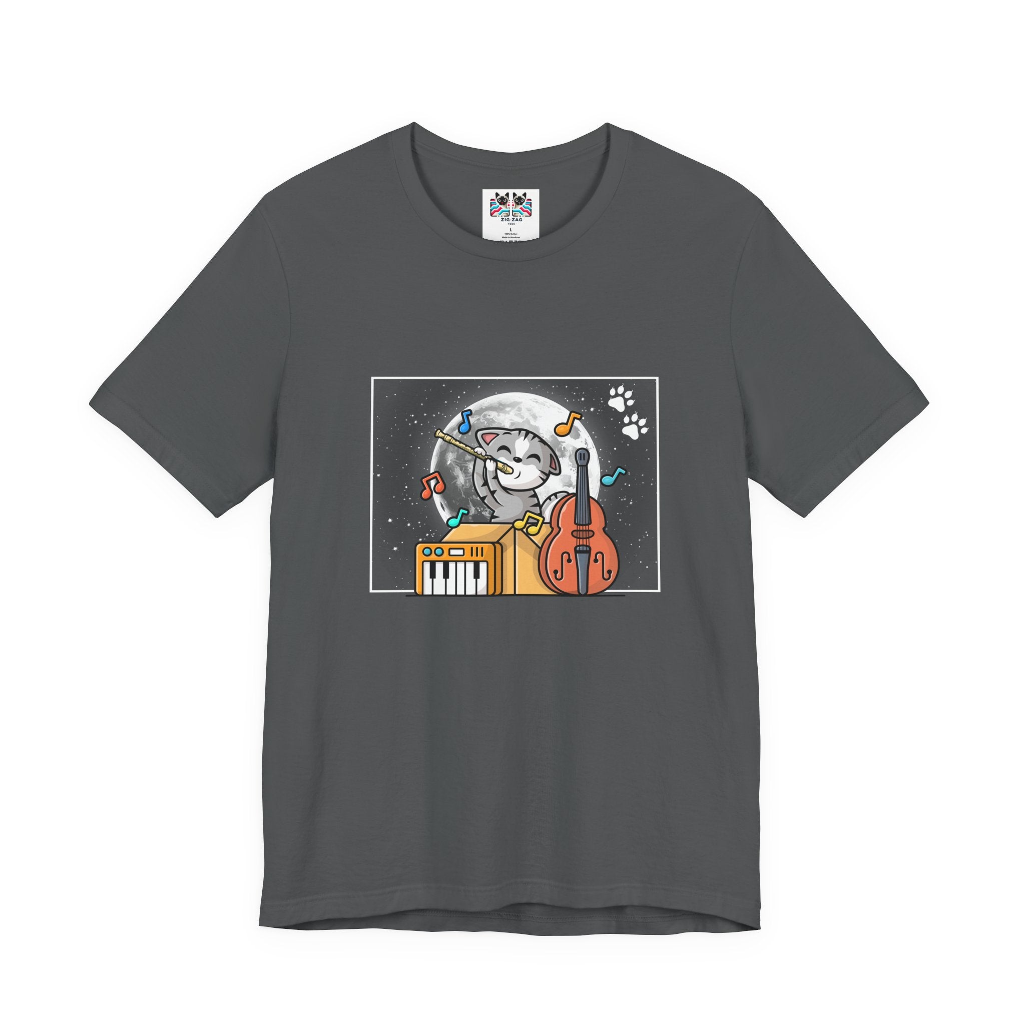 The Classic Flute Moonlight Cat Music T-Shirt