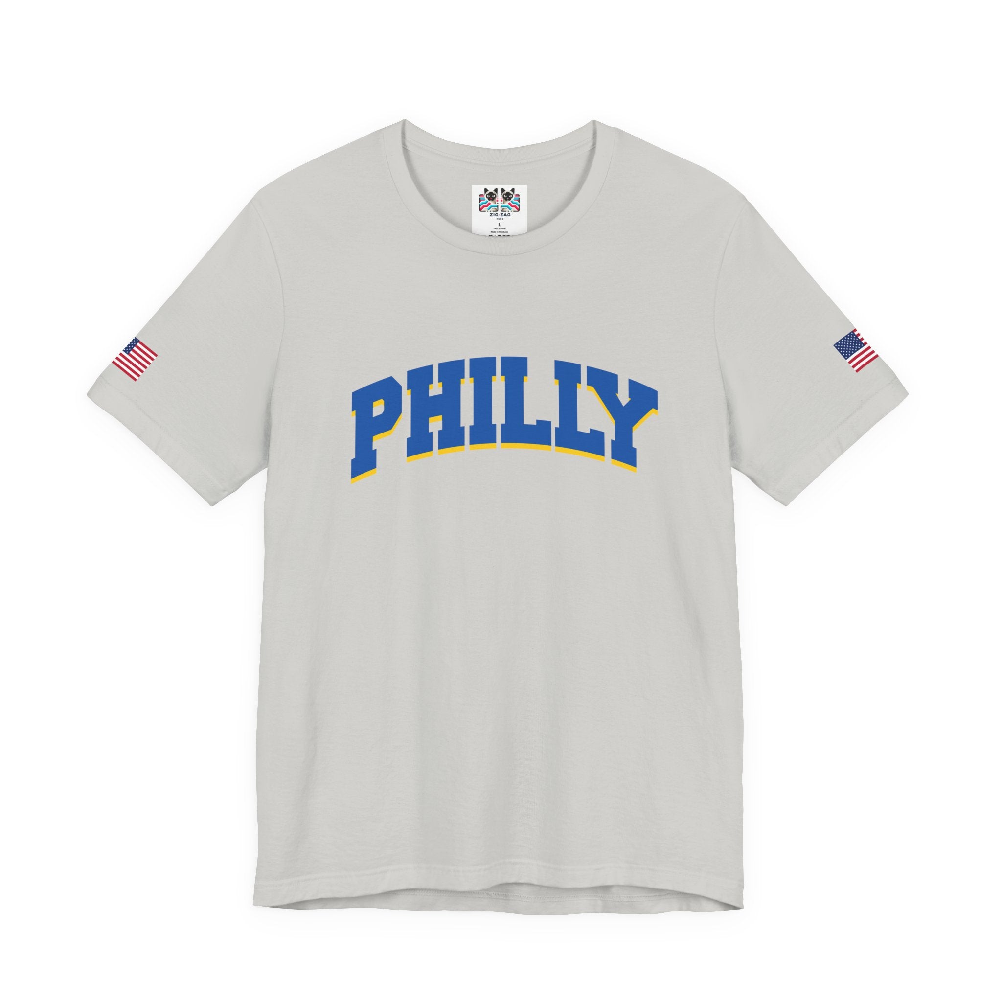 Philly T-Shirt – Bold Arched Varsity Blue & Gold Typography Graphic Tee