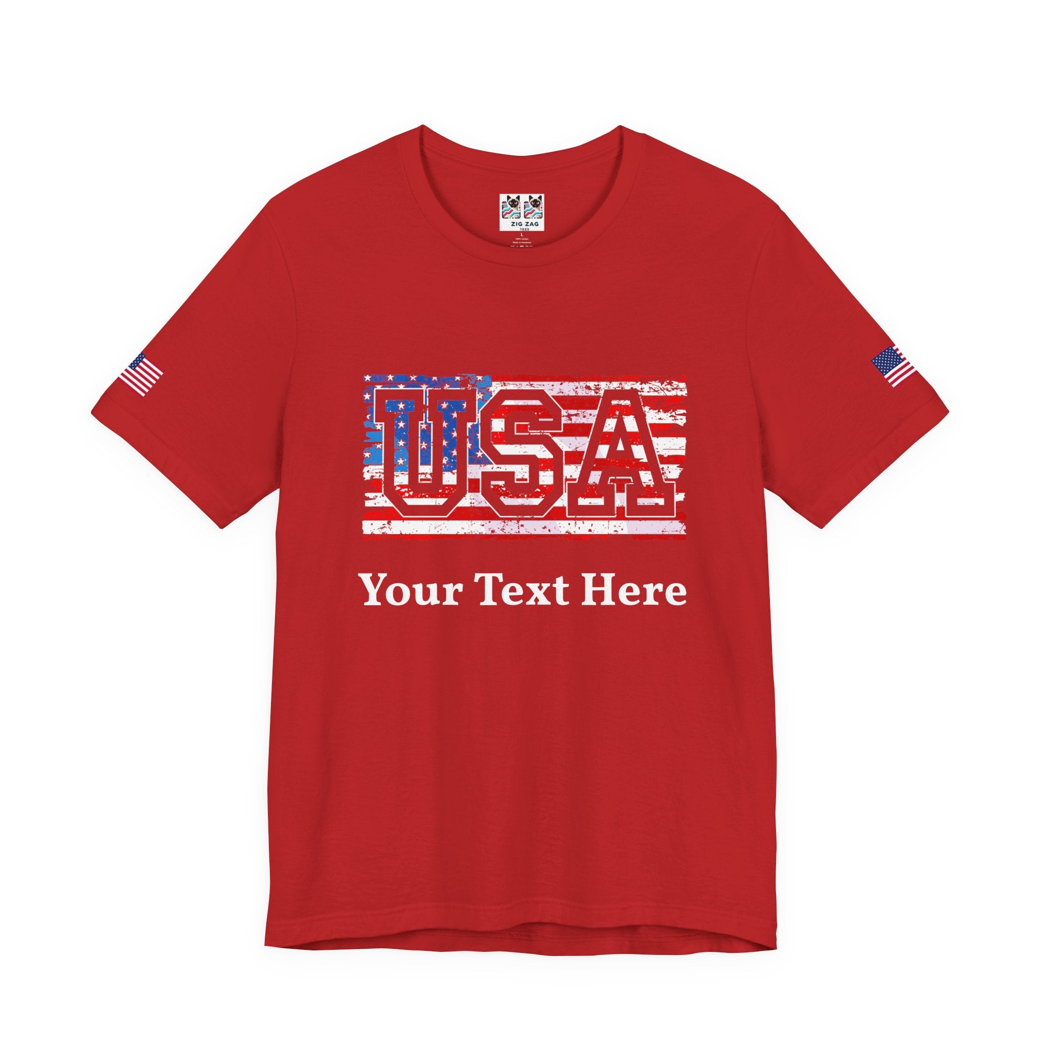 Custom T-Shirt - USA Vintage Collegiate T-Shirt – Retro American Flag Typography Graphic Tee