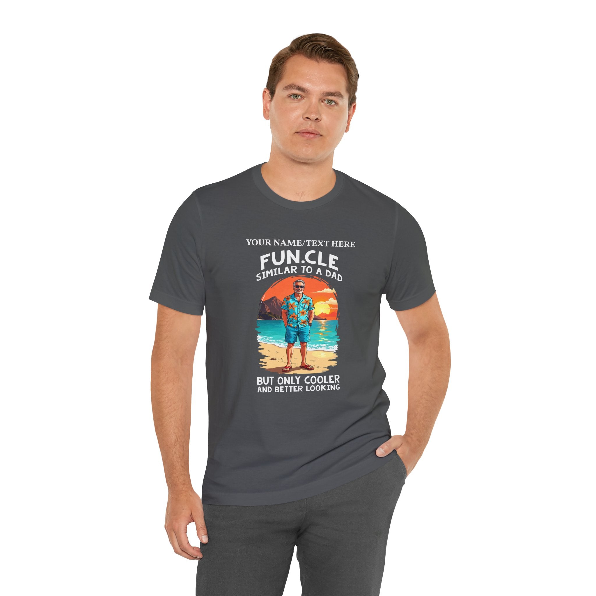 Custom T-Shirt - FUN.CLE Beach Sunset T-Shirt – Cool Uncle Beach Graphic with Funny Quote