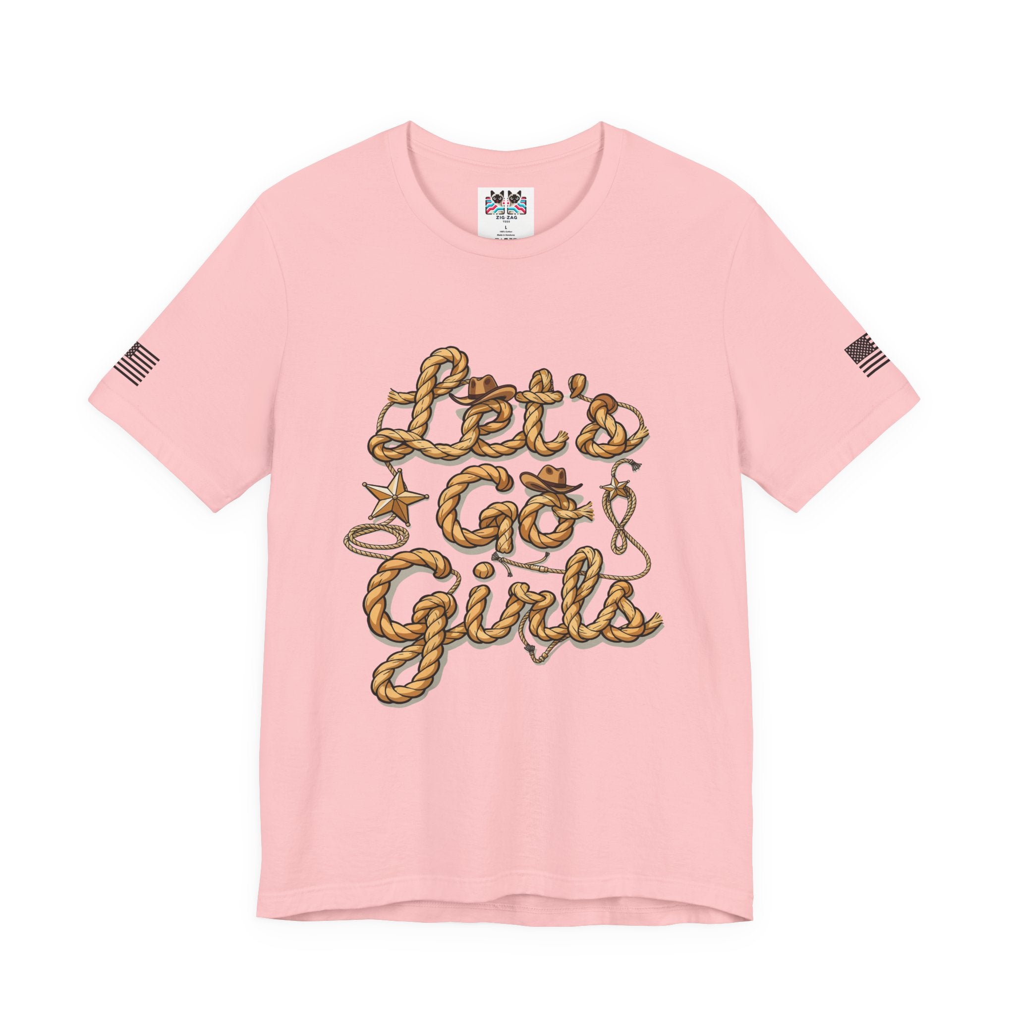 Let's Go Girls T-Shirt – Western Rope Lasso Typography Cowboy Hat Star Graphic Tee