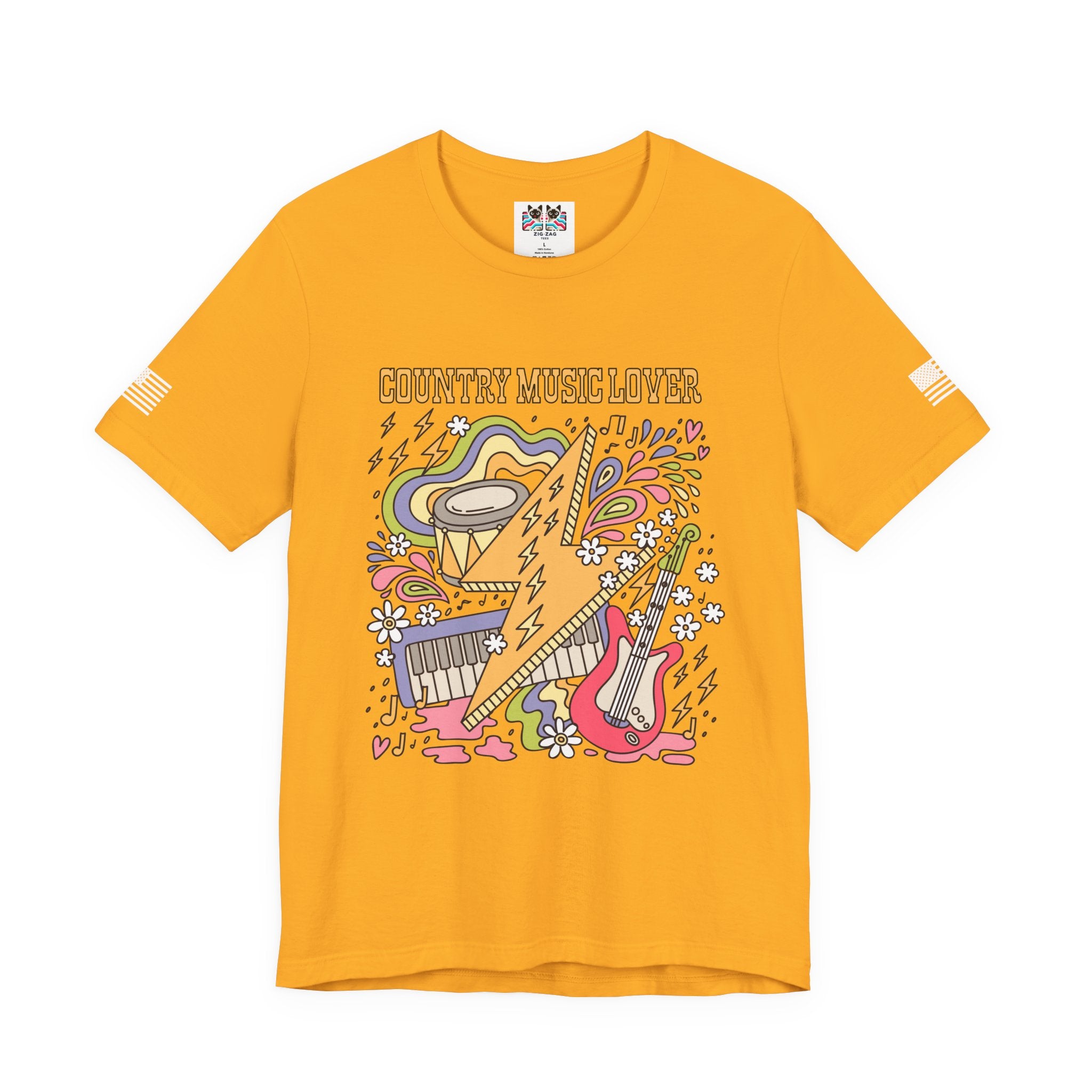 Country Music Lover T-Shirt – Retro Groovy Instruments Graphic Tee