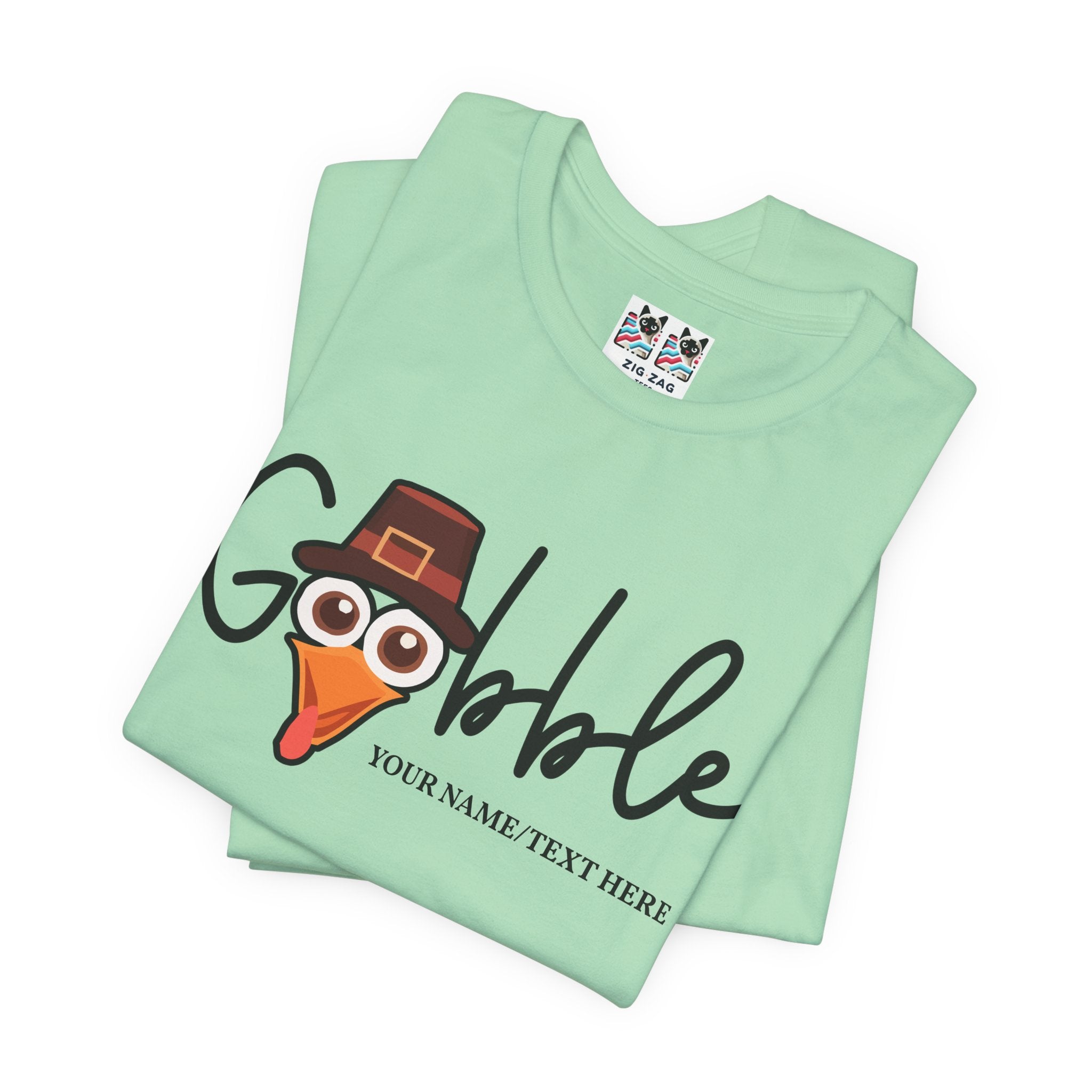 Custom T-Shirt - Gobble Turkey Head Cursive T-Shirt