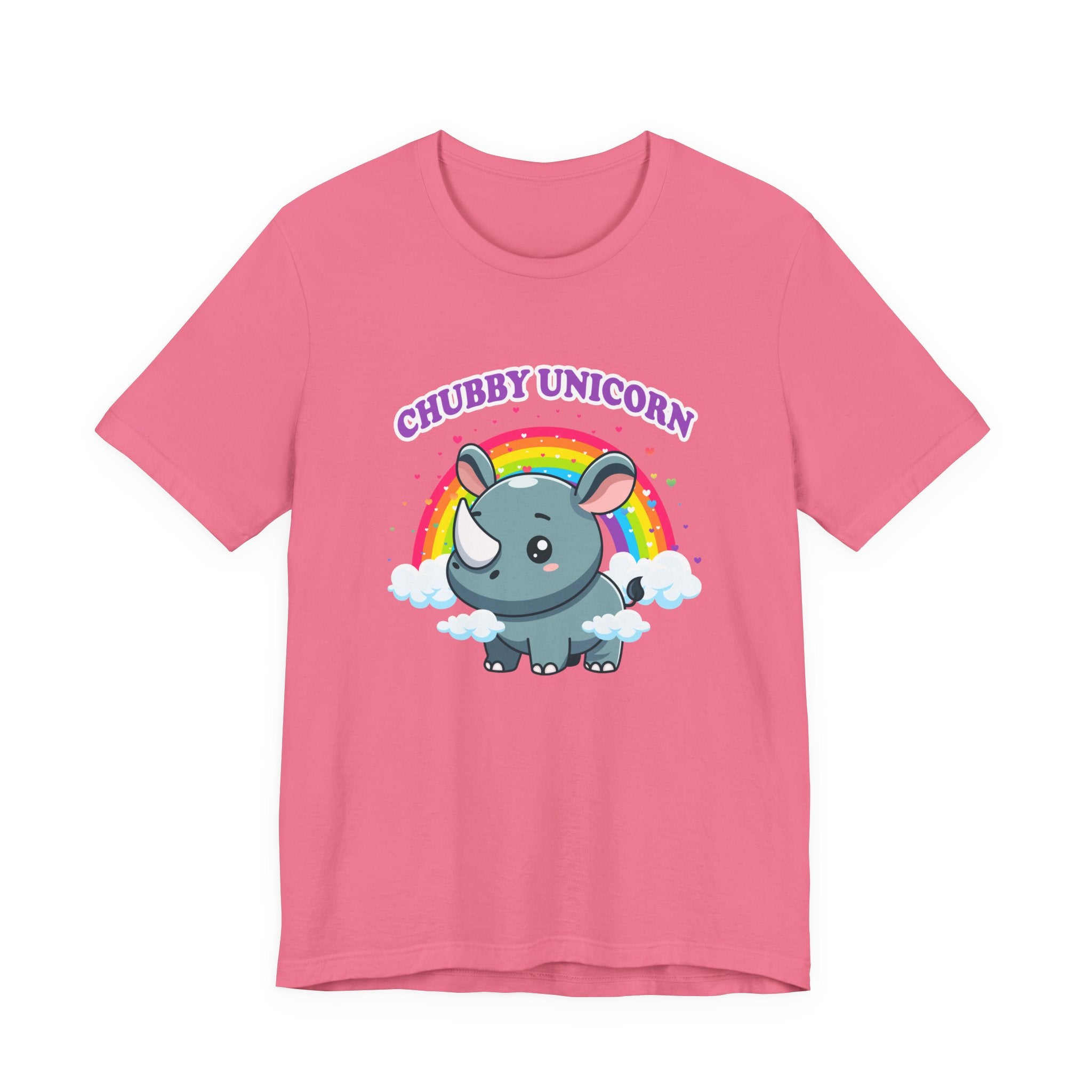 Chubby Unicorn T-Shirt – Cute Cartoon Rhino with Rainbow Graphic Tee