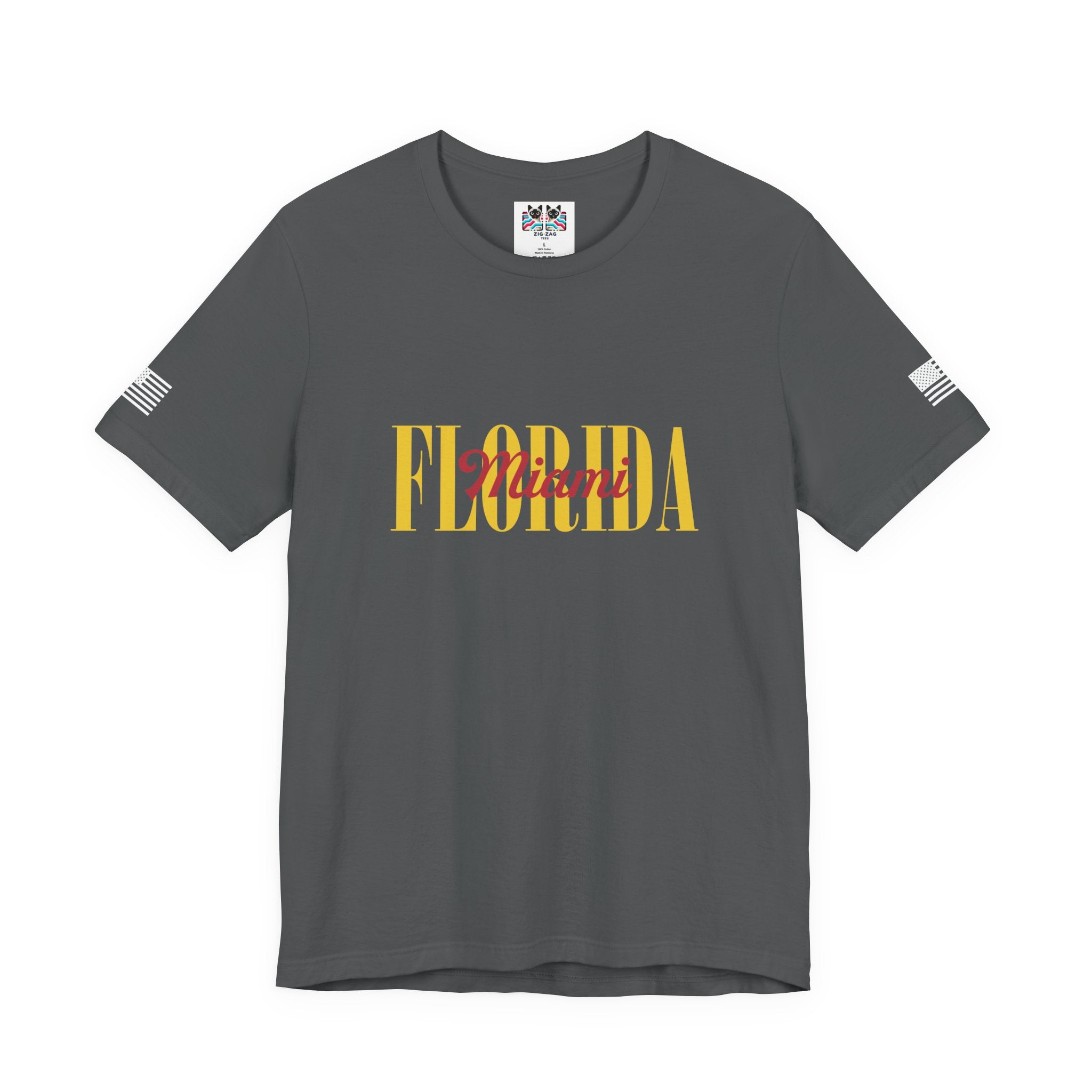 Florida Miami T-Shirt – Bold Layered Gold Typography Graphic Tee