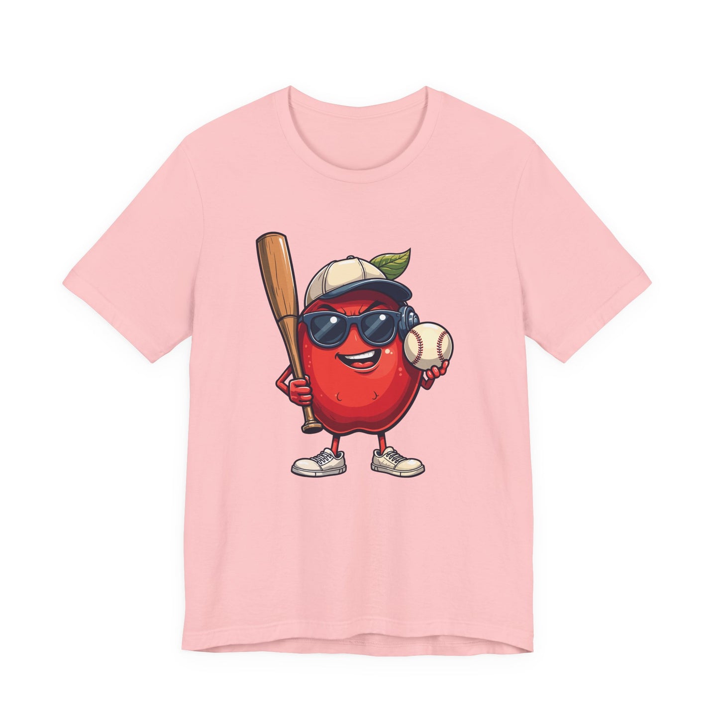 Aggressive Apple Baseball Mascot Tshirt Bold Sports Fruit Character Design