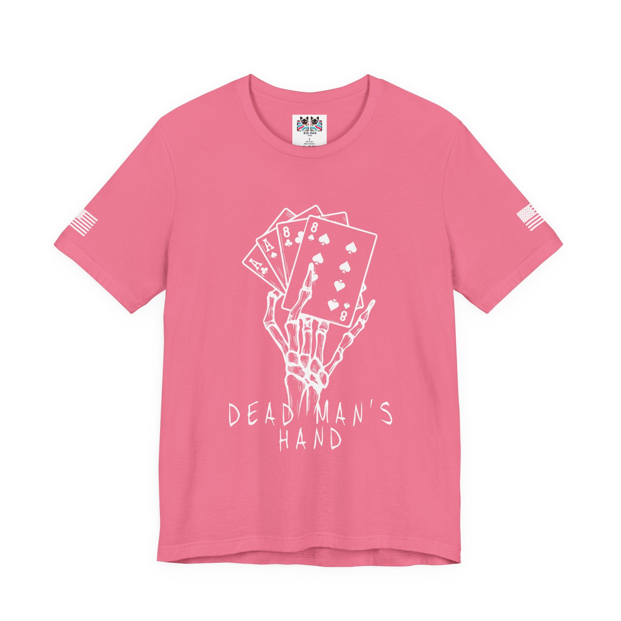 Dead Man's Hand T-Shirt – Skeleton Poker Cards Ace Eights Casino Gambling Tee