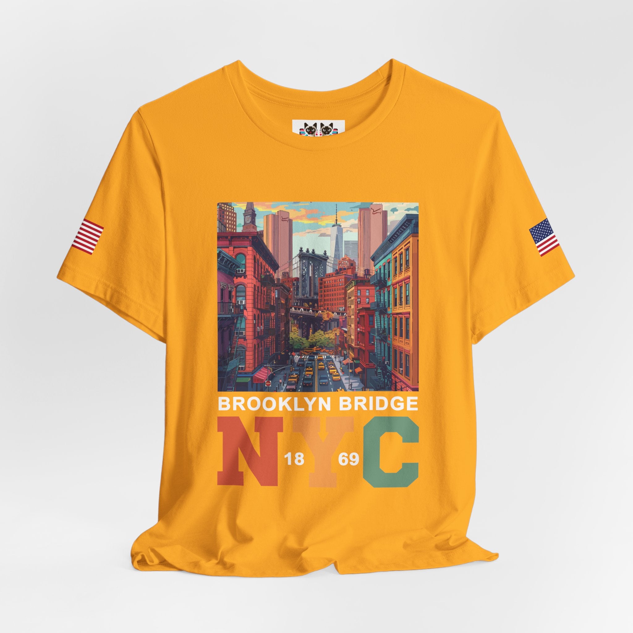 Brooklyn Bridge NYC T-Shirt - Vintage Street Scene Manhattan Bridge 1869 New York