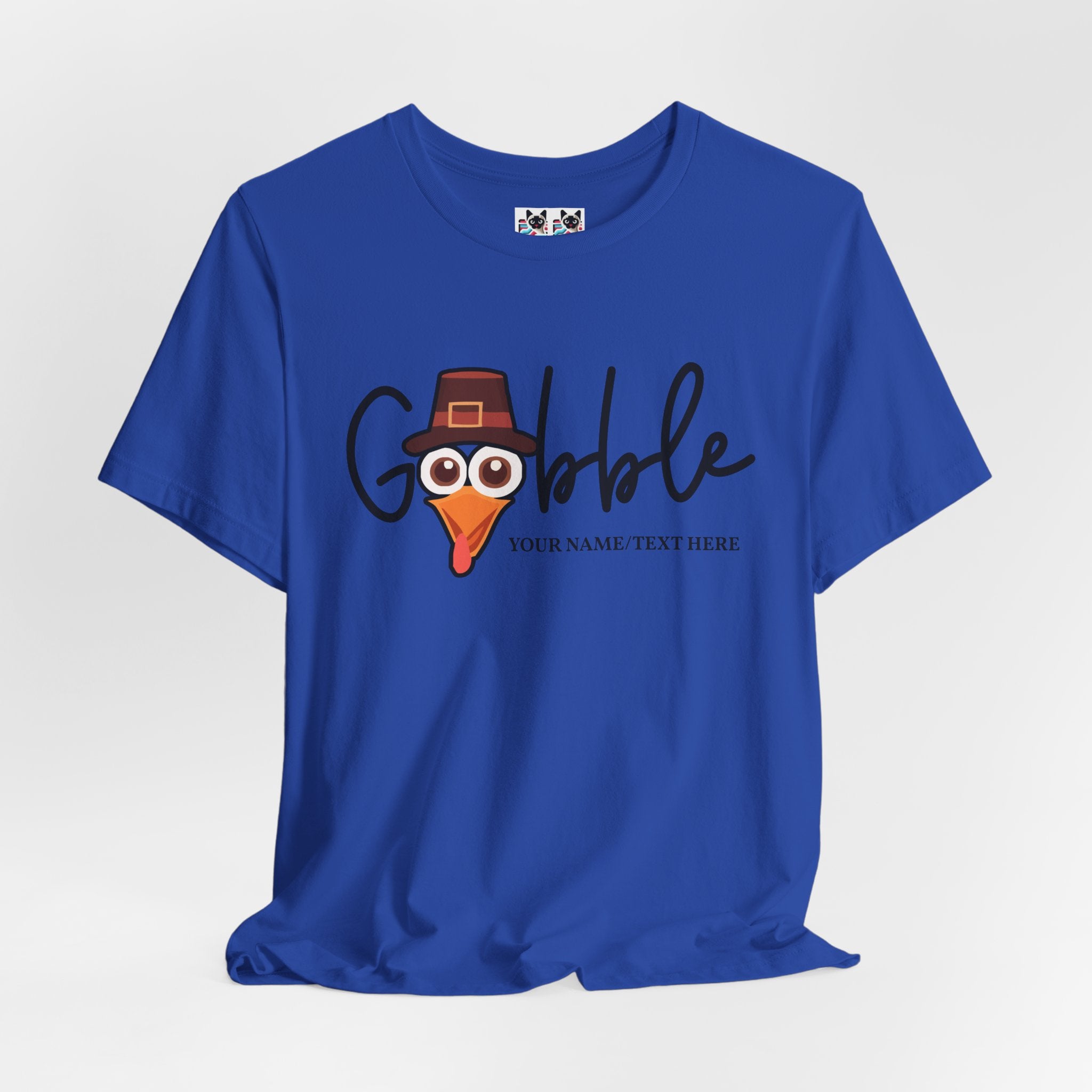 Custom T-Shirt - Gobble Turkey Head Cursive T-Shirt