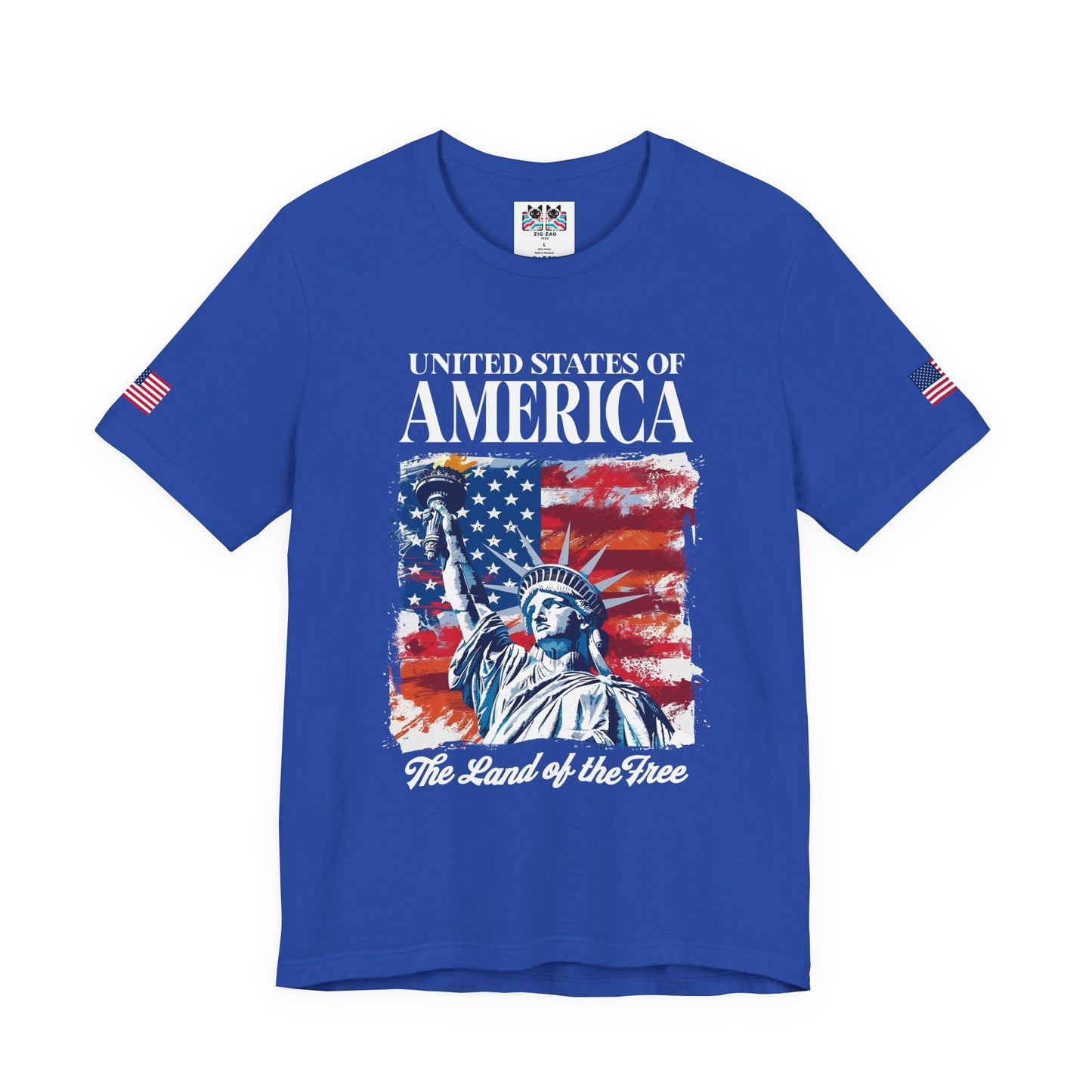 United States of America T-Shirt – Land of the Free Statue of Liberty Patriotic Graphic Tee